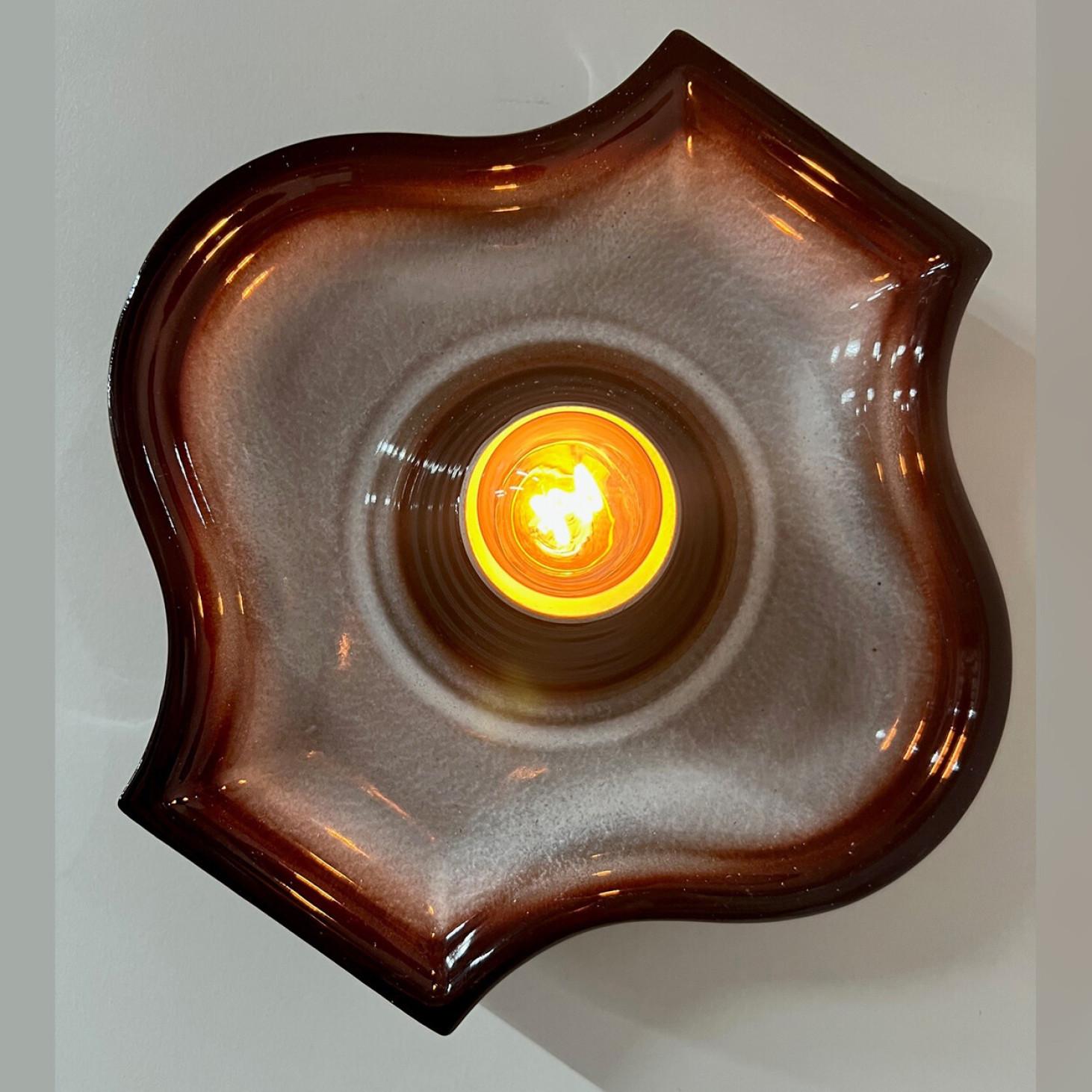 1 of 2 Oval Grey Brown Ceramic Wall Lights by Hustadt Keramik, Germany, 1970 For Sale 2