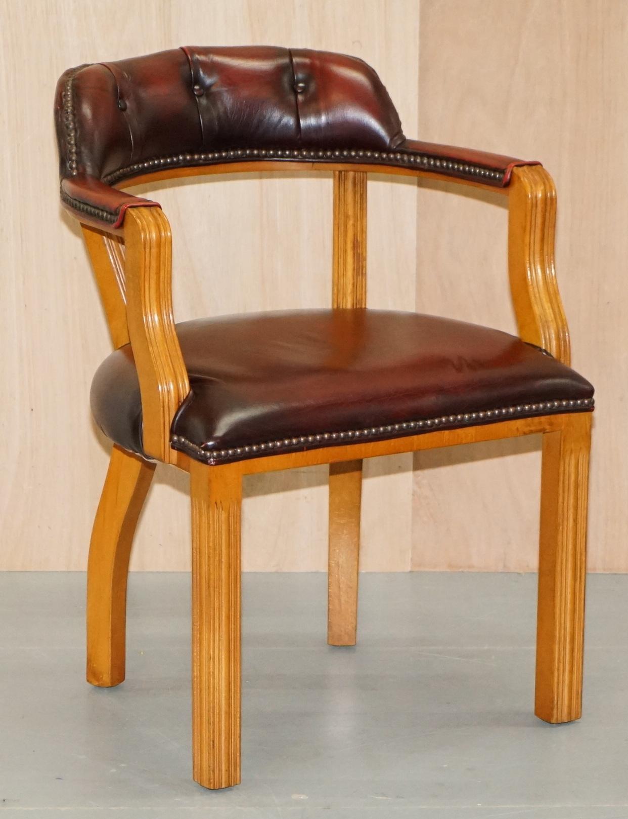 1 of 2 Oxblood Leather House of Chesterfield Court Office Chairs 6
