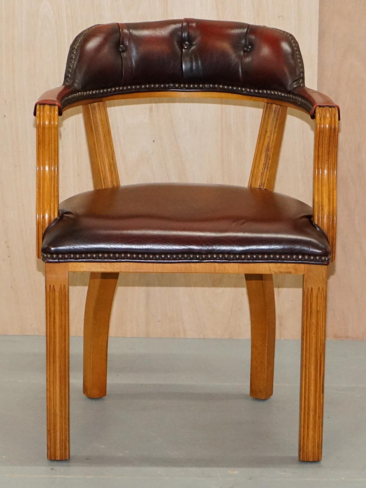 1 of 2 Oxblood Leather House of Chesterfield Court Office Chairs 7