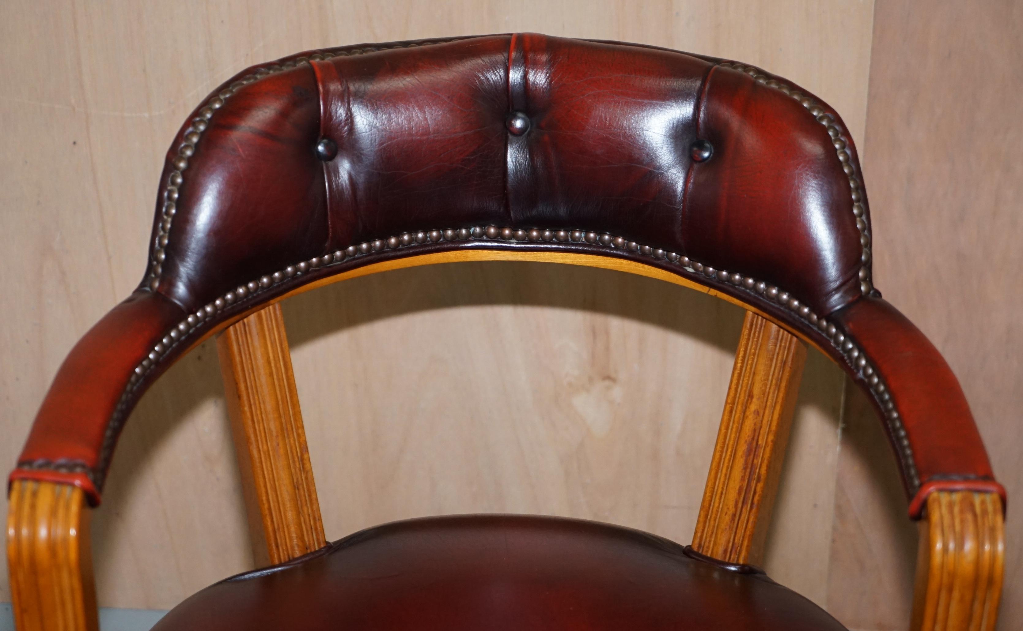 1 of 2 Oxblood Leather House of Chesterfield Court Office Chairs 8