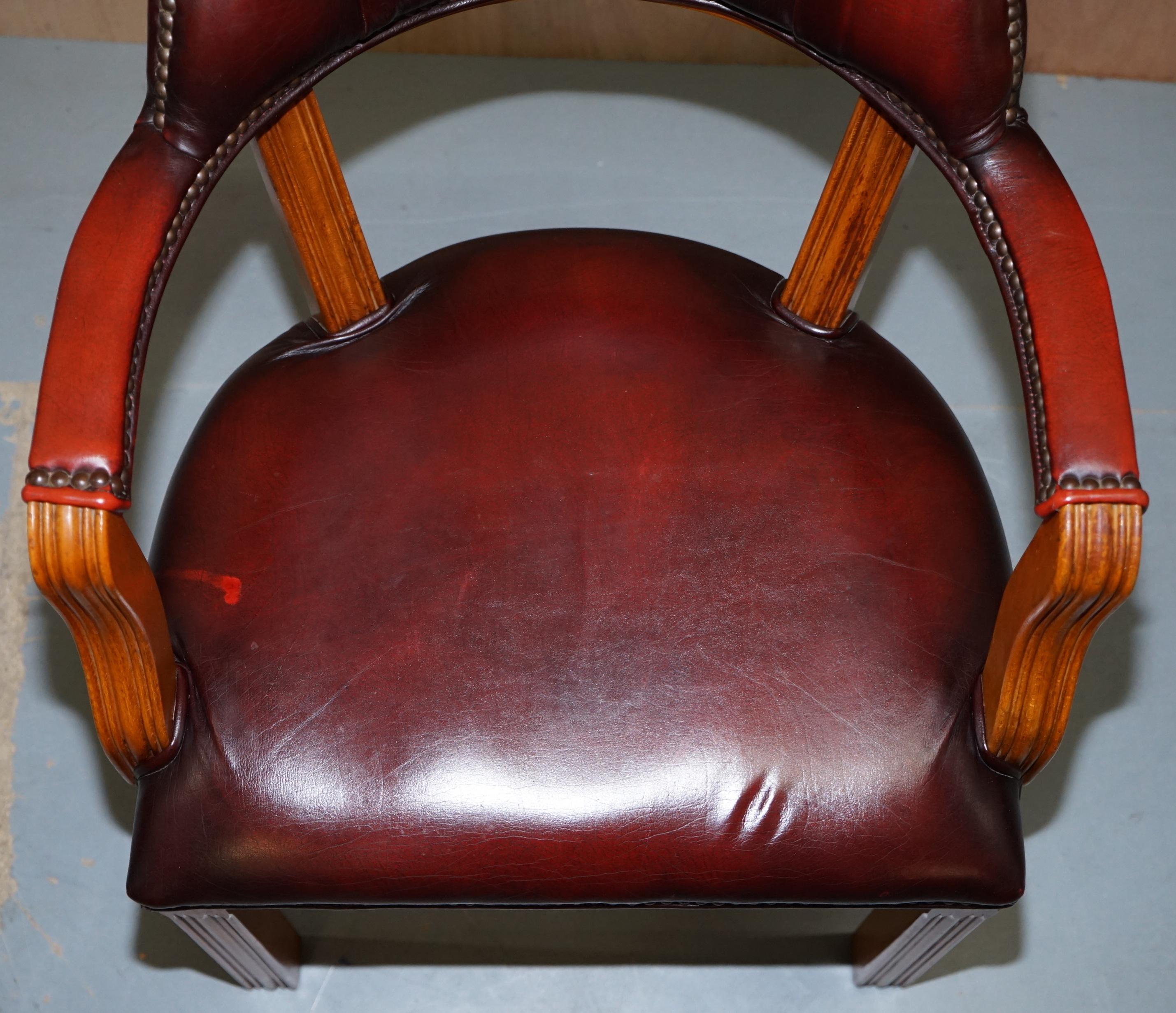 1 of 2 Oxblood Leather House of Chesterfield Court Office Chairs 9