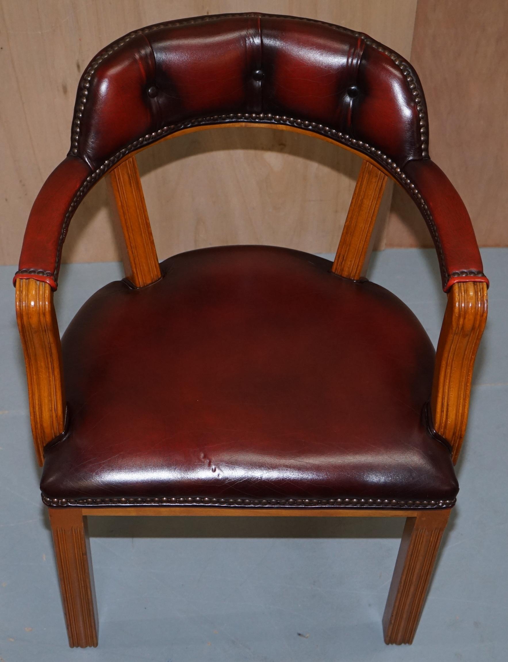 English 1 of 2 Oxblood Leather House of Chesterfield Court Office Chairs