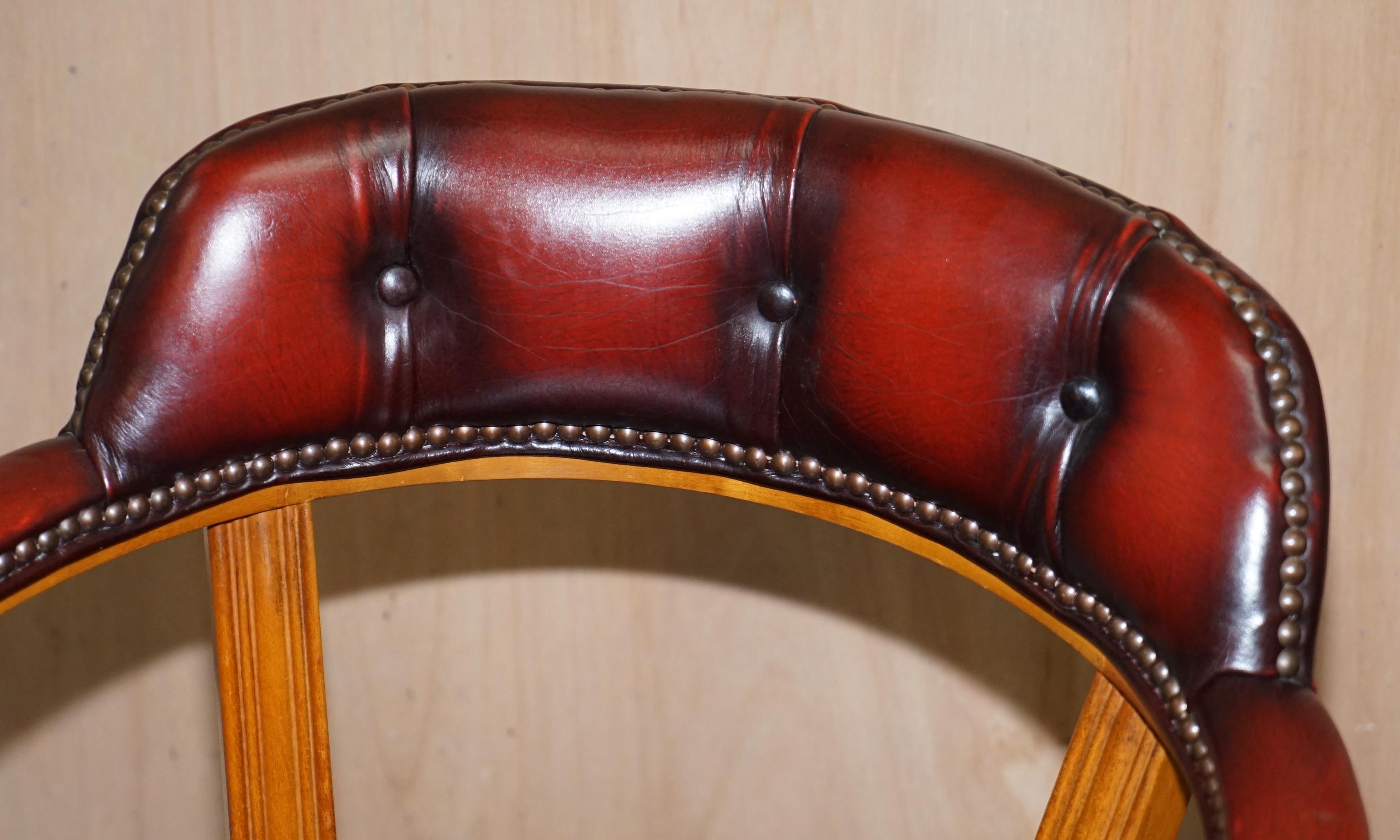Hand-Crafted 1 of 2 Oxblood Leather House of Chesterfield Court Office Chairs