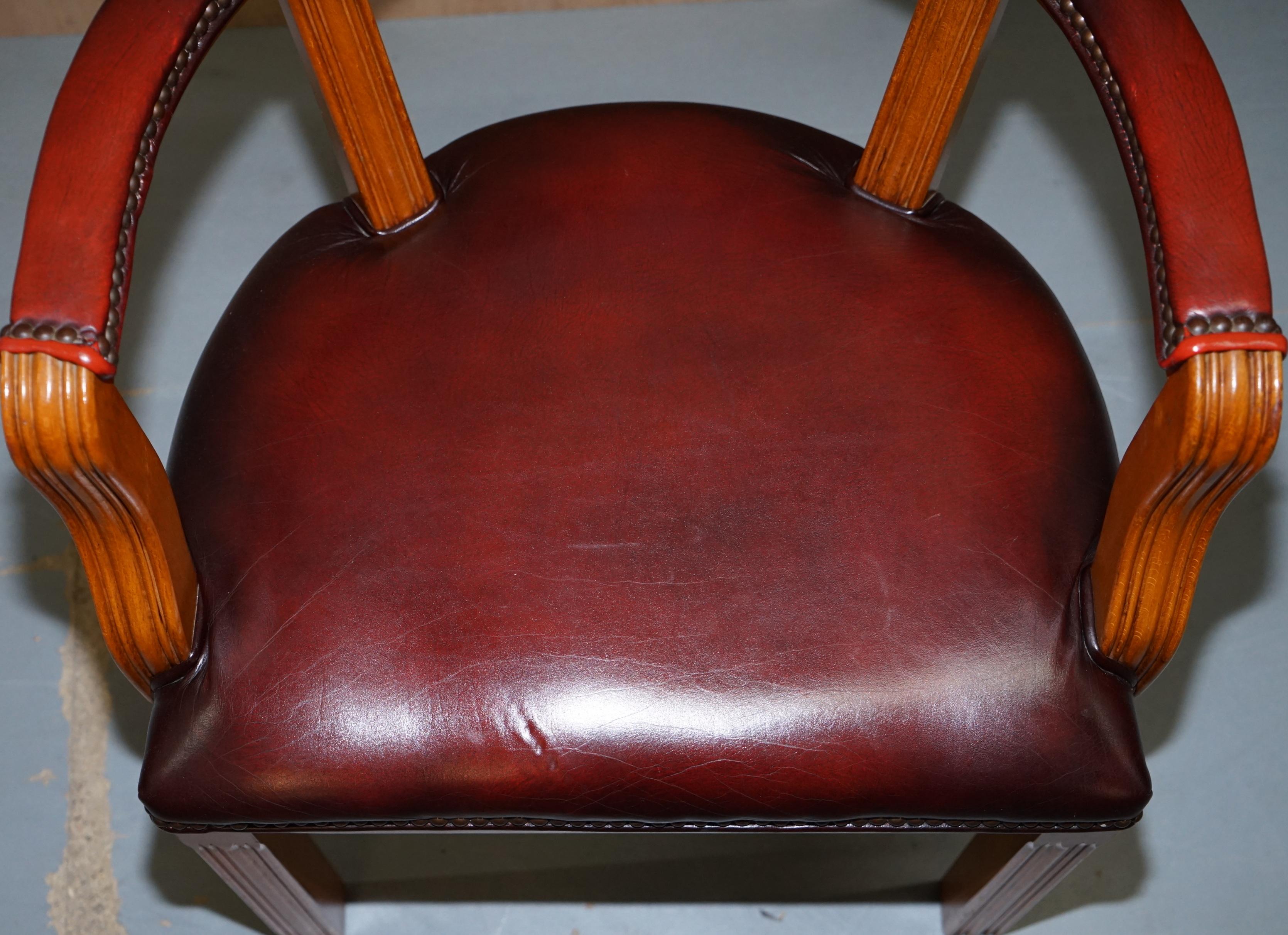 20th Century 1 of 2 Oxblood Leather House of Chesterfield Court Office Chairs