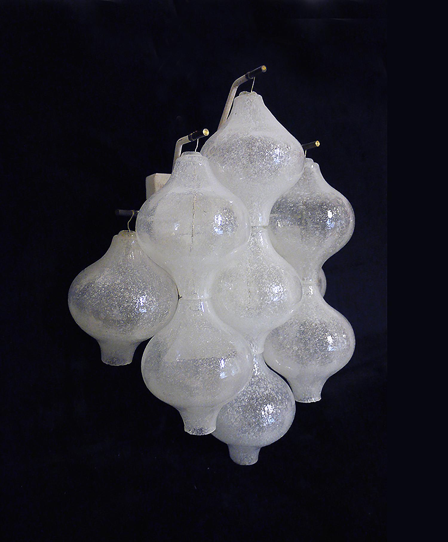 Hand-Crafted 1 'of 3' Pair of Kalmar Tulipan Wall Sconces Murano Glass, Austria, Vienna 1960s For Sale