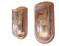 1 'of 2' Pair of Modernist Wall Sconces Amber Murano Glass, Germany 1960s