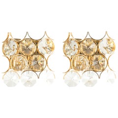 1 des 2 paires d'appliques en cristal, Sciolari Design/One, Palwa, Allemagne, années 1960