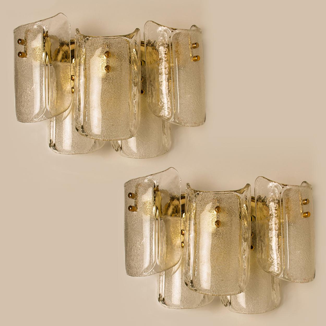 Pair of Extra Large Massive Glass Wall Sconces in the Style of Kalmar 4