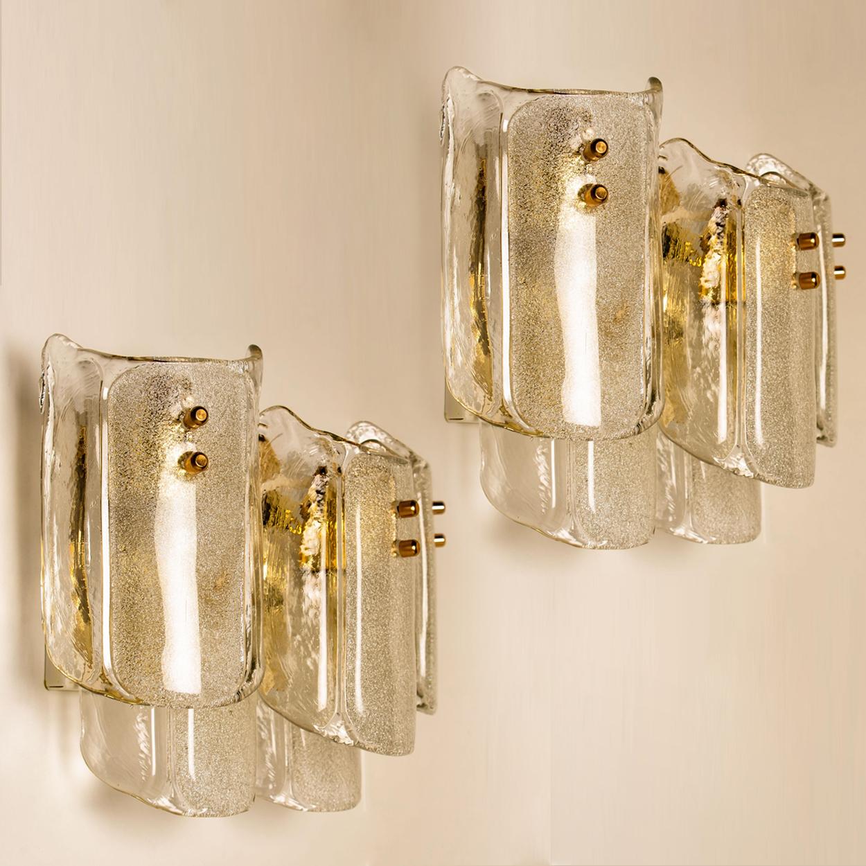 Pair of Extra Large Massive Glass Wall Sconces in the Style of Kalmar 5