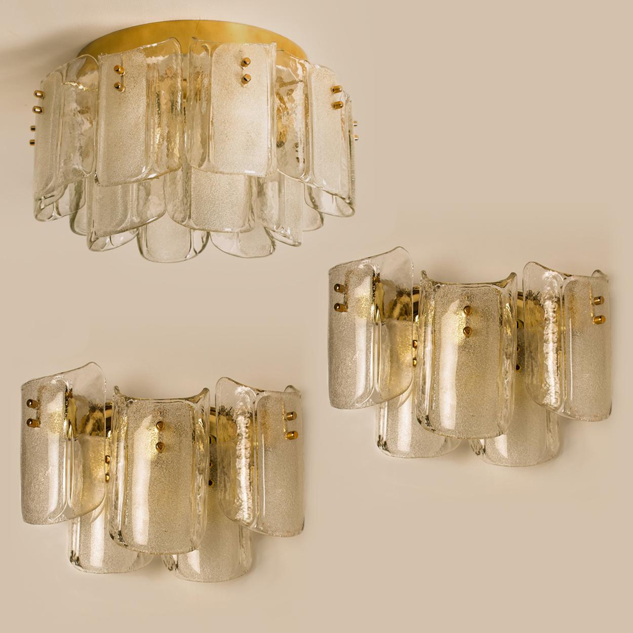 Pair of Extra Large Massive Glass Wall Sconces in the Style of Kalmar 6