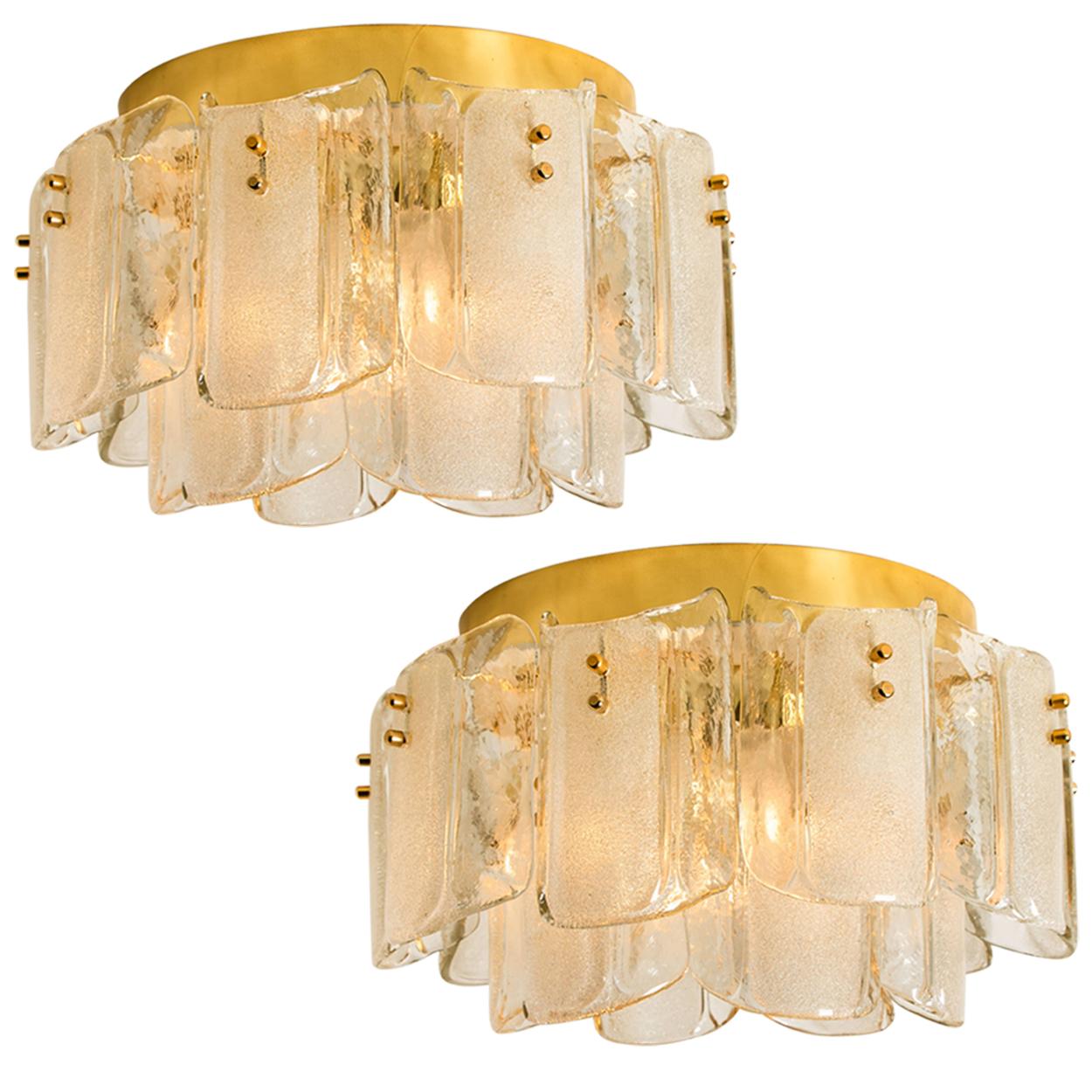 Pair of Extra Large Massive Glass Wall Sconces in the Style of Kalmar 7