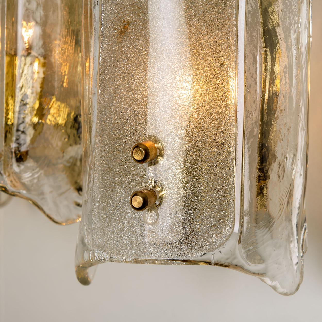 German Pair of Extra Large Massive Glass Wall Sconces in the Style of Kalmar