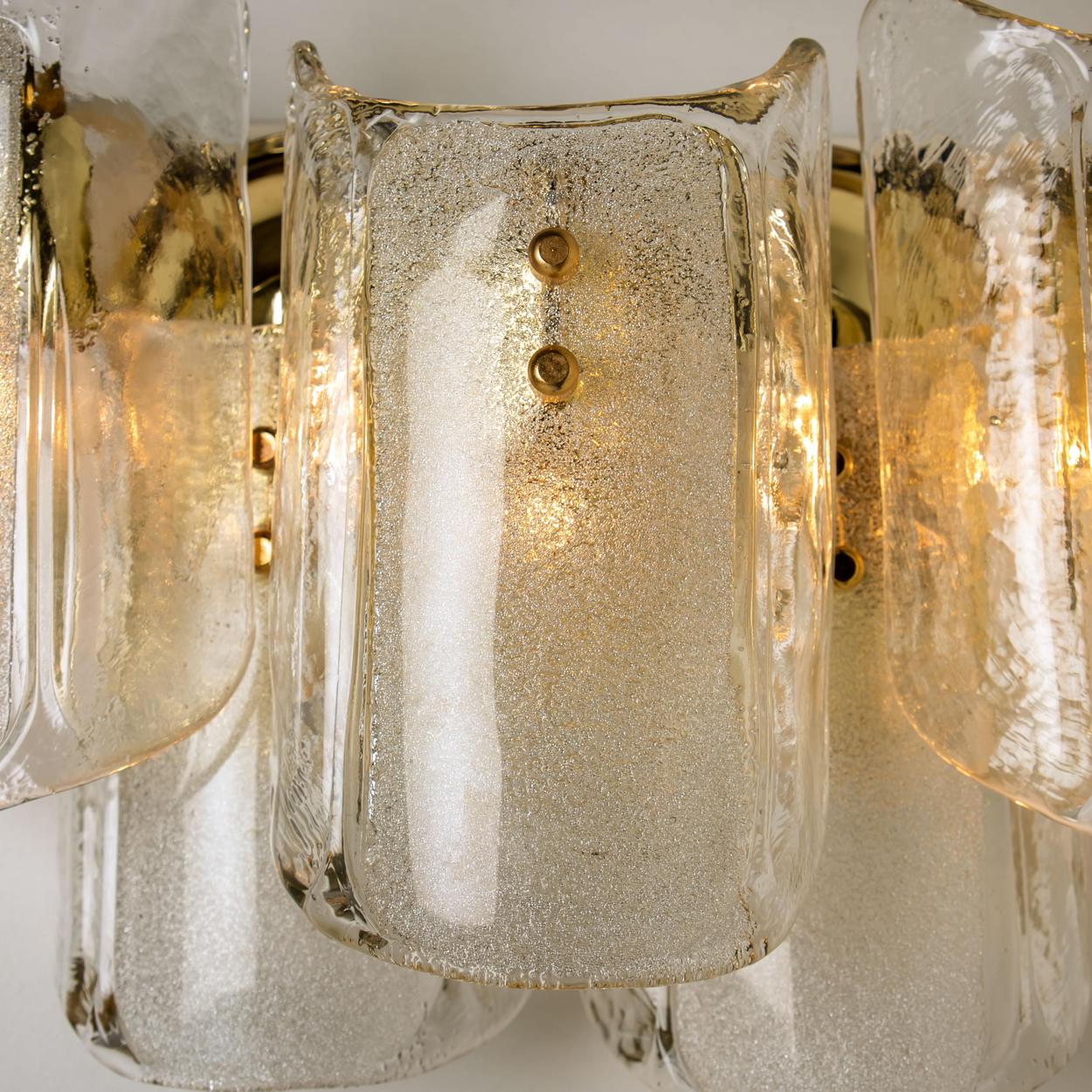 Mid-20th Century Pair of Extra Large Massive Glass Wall Sconces in the Style of Kalmar