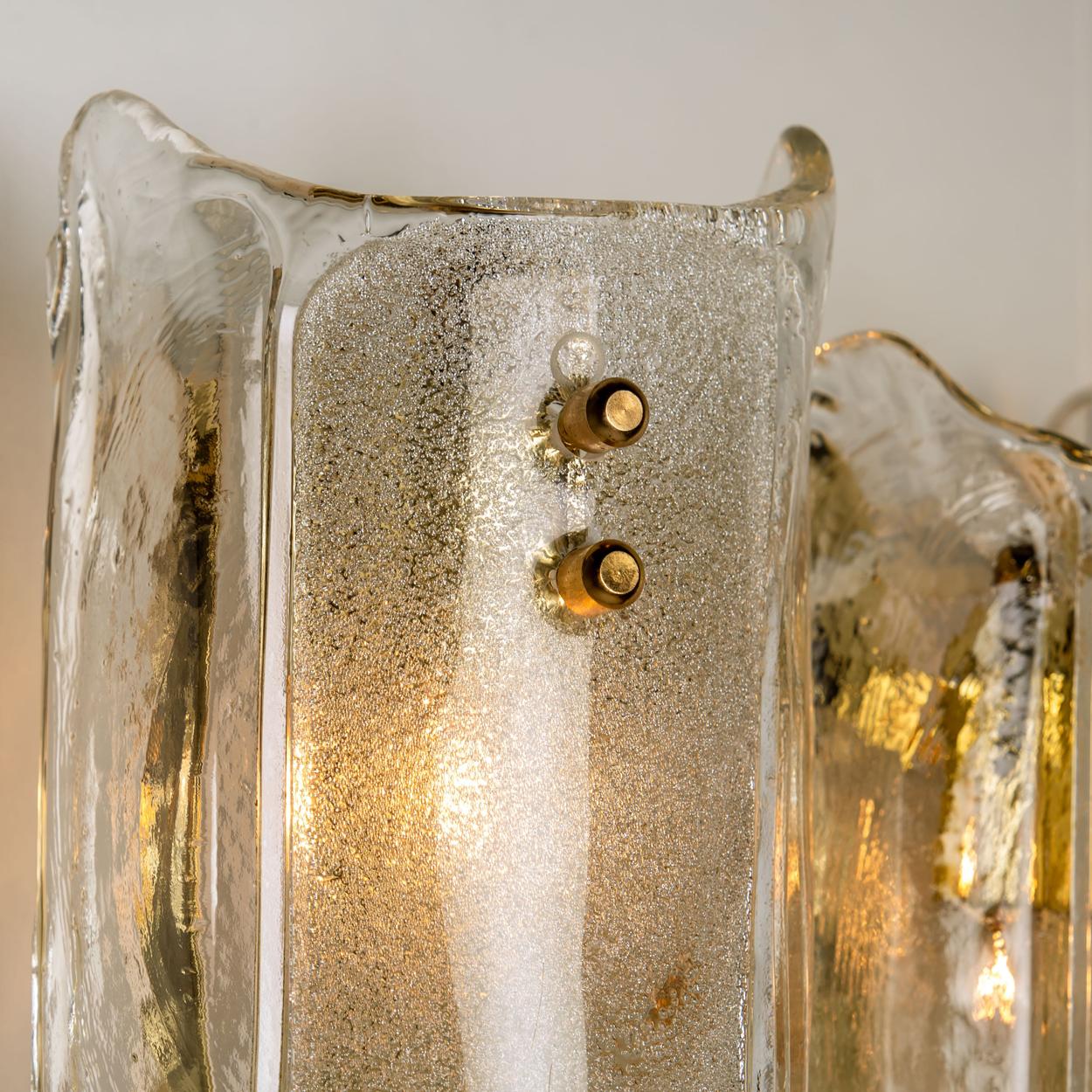 Pair of Extra Large Massive Glass Wall Sconces in the Style of Kalmar 1