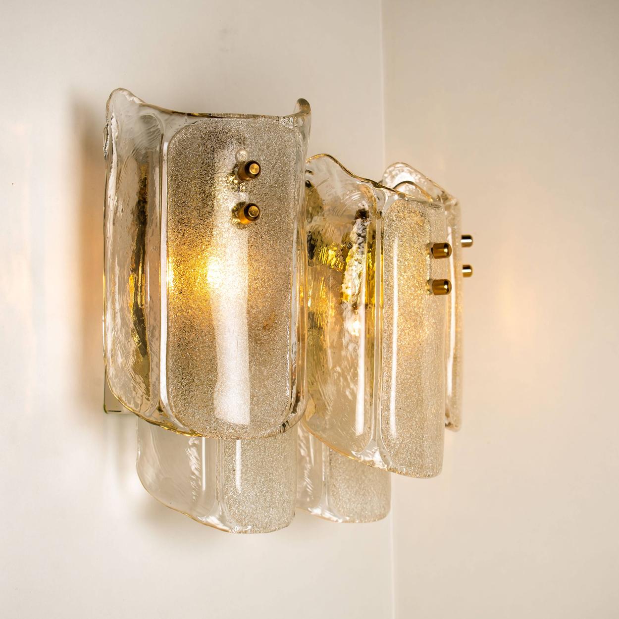 Pair of Extra Large Massive Glass Wall Sconces in the Style of Kalmar 2