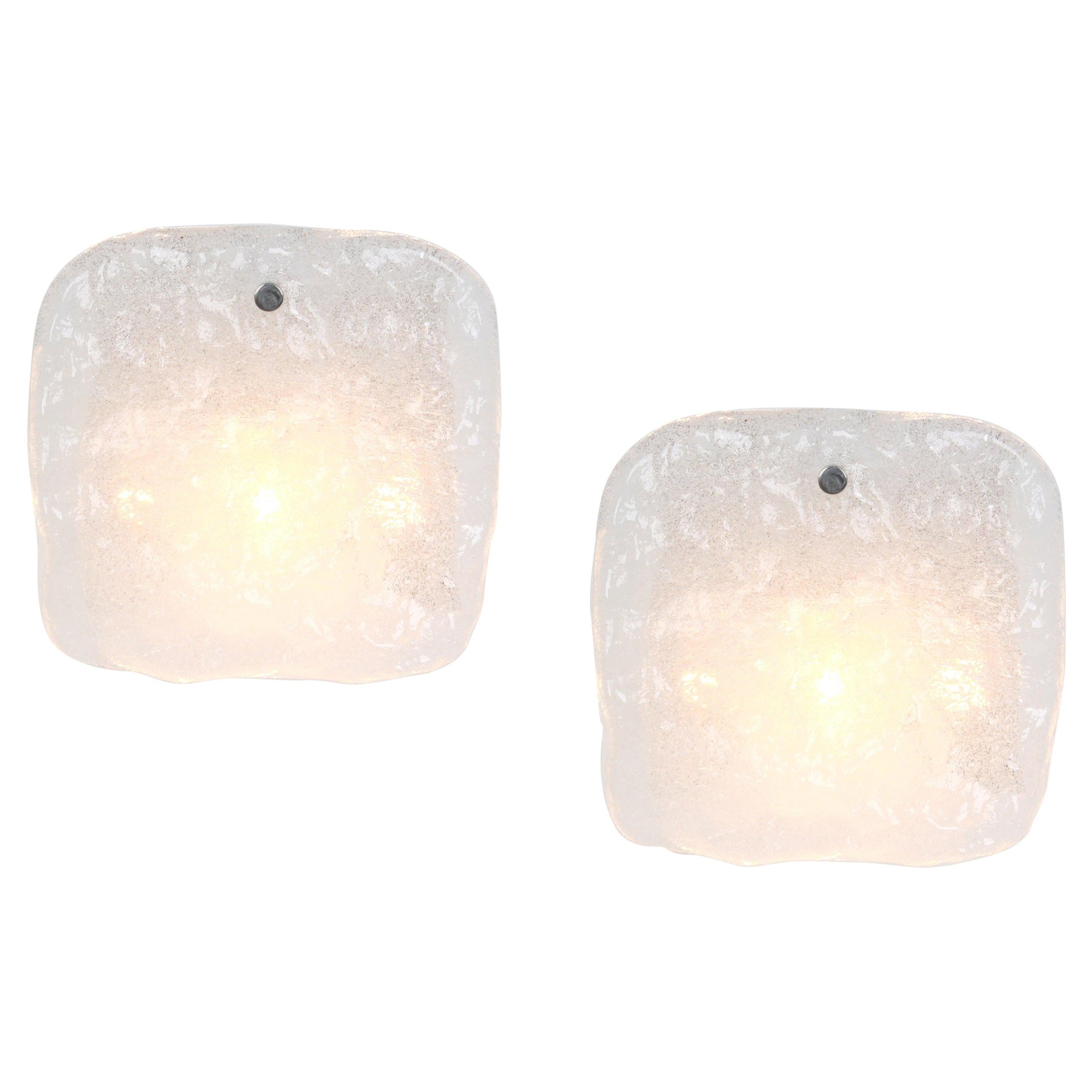 1 of 5 Pairs of Glass Kalmar Sconces Wall Lights, Austria, 1960s For Sale