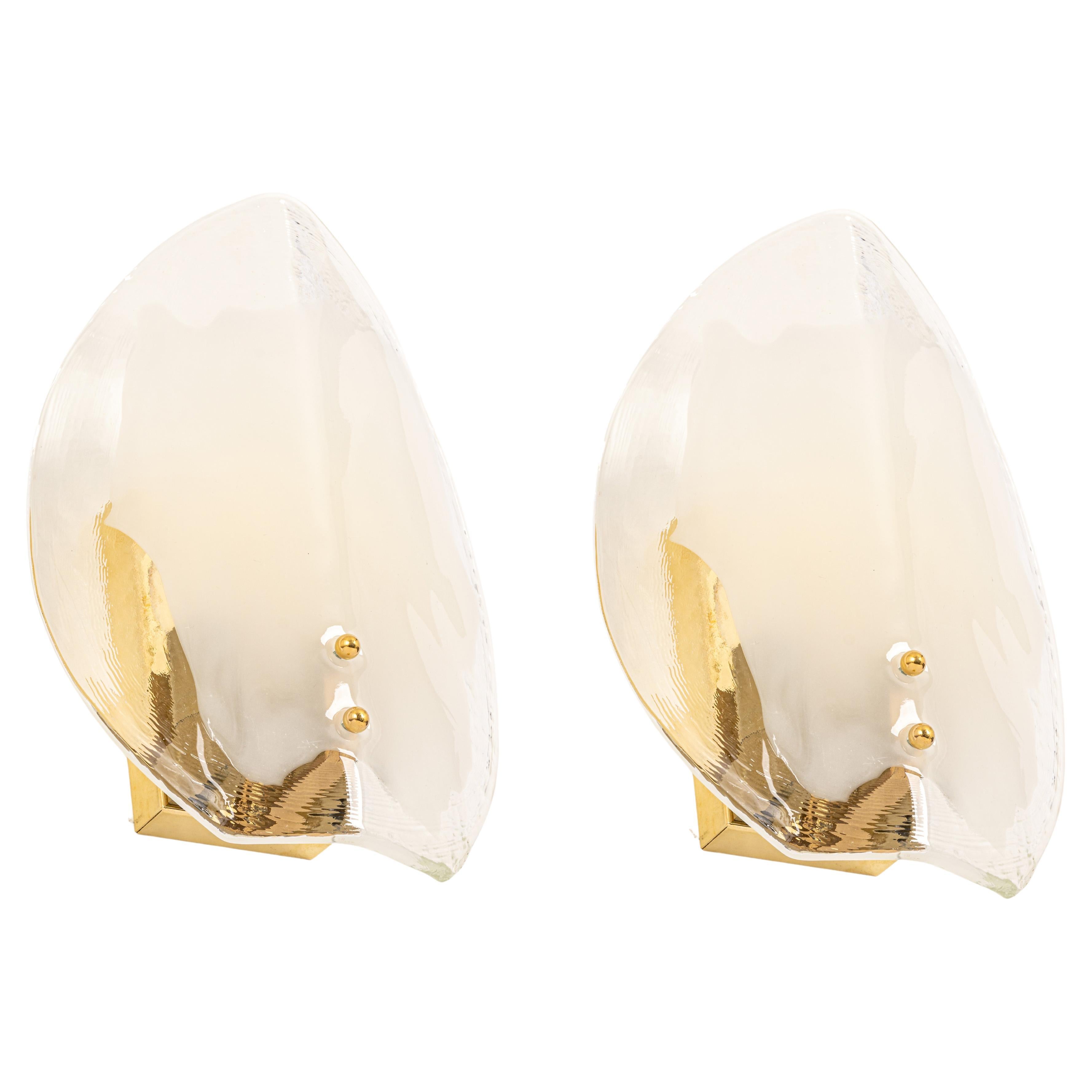 1 of 2 Pairs of Kalmar Brass & Murano Glass Sconces Wall Lights, Austria, 1970s For Sale 4