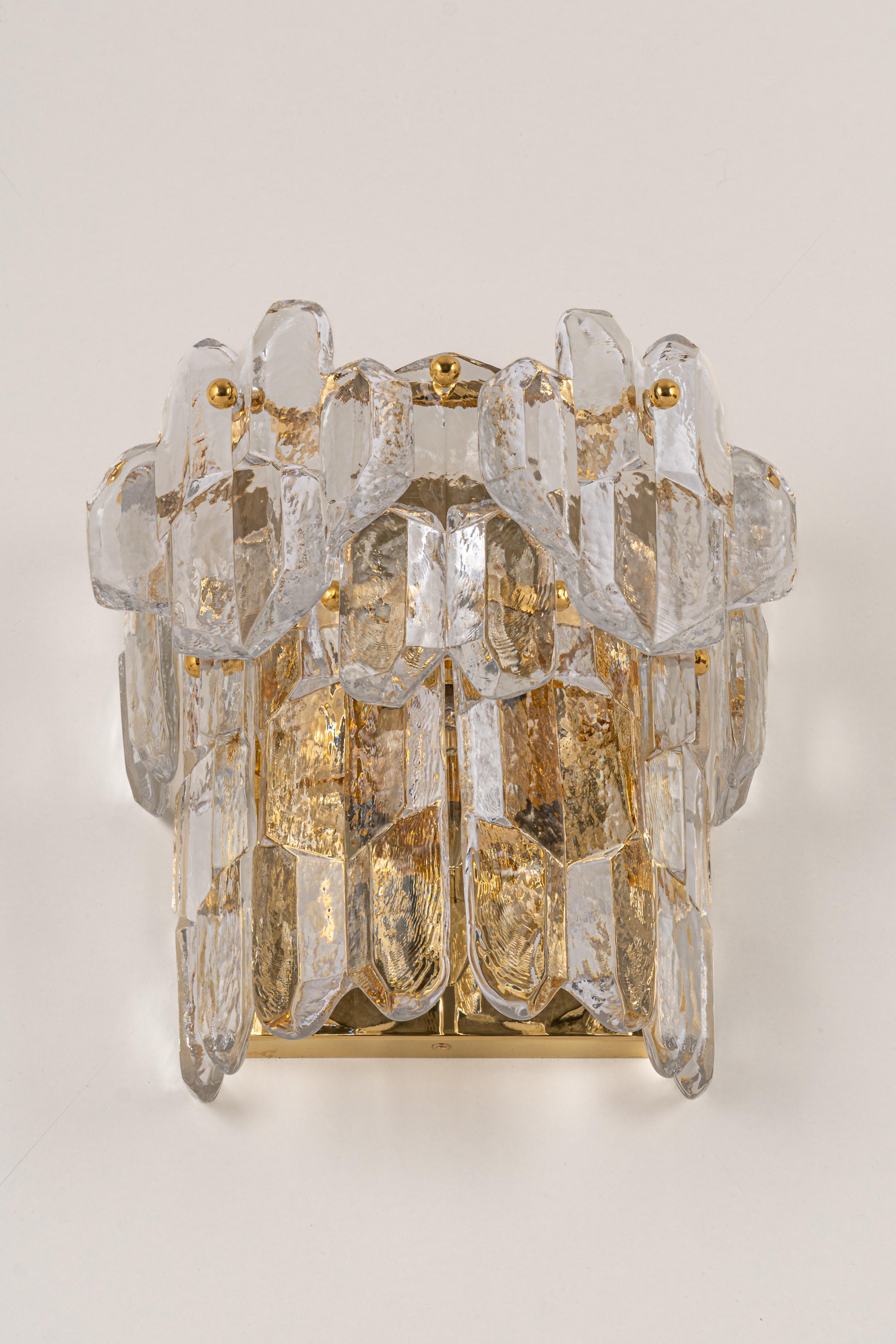 Austrian 1 of 2 Pairs of Large Kalmar Sconces Wall Lights 'Palazzo', Austria, 1970s For Sale
