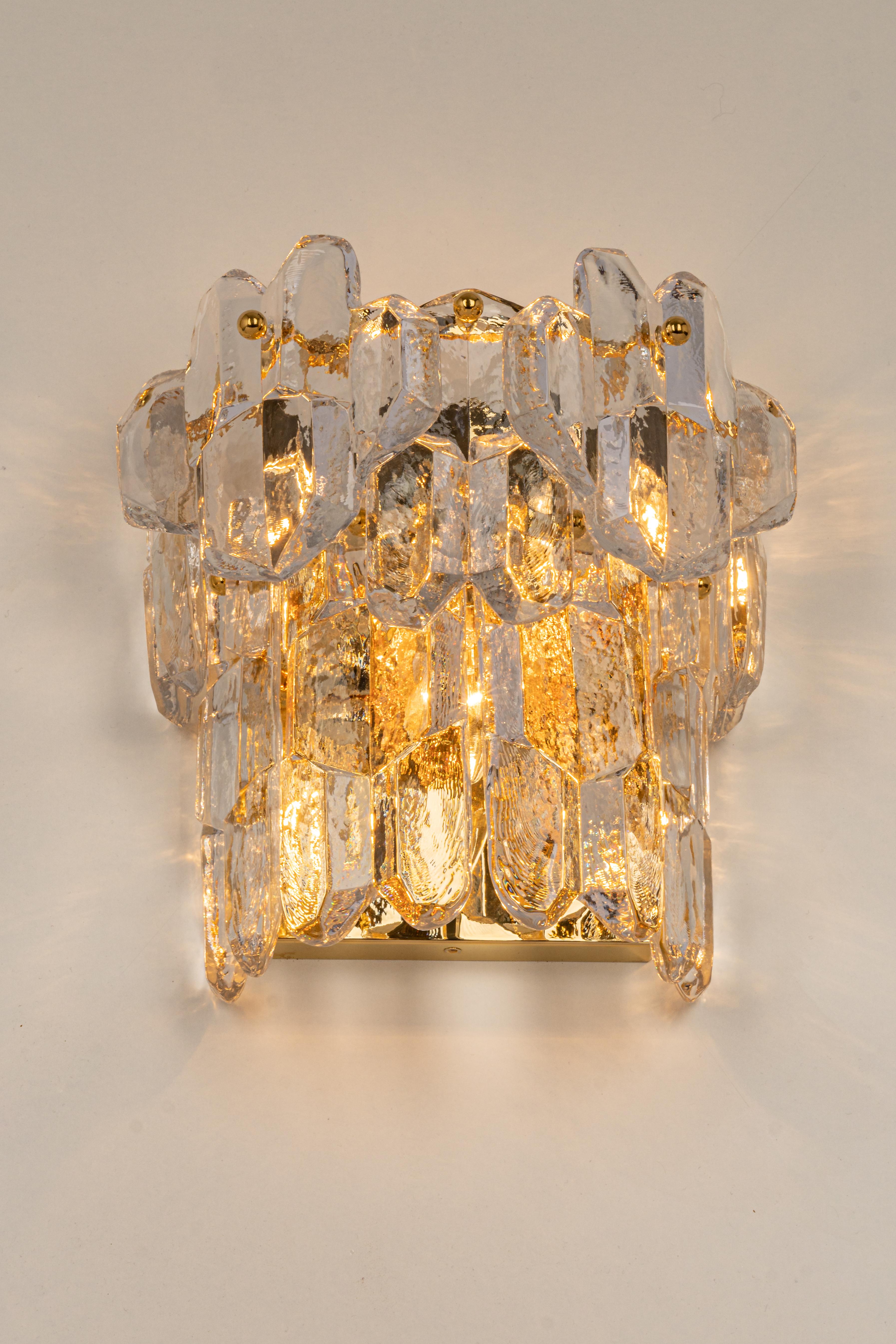 1 of 2 Pairs of Large Kalmar Sconces Wall Lights 'Palazzo', Austria, 1970s For Sale 1