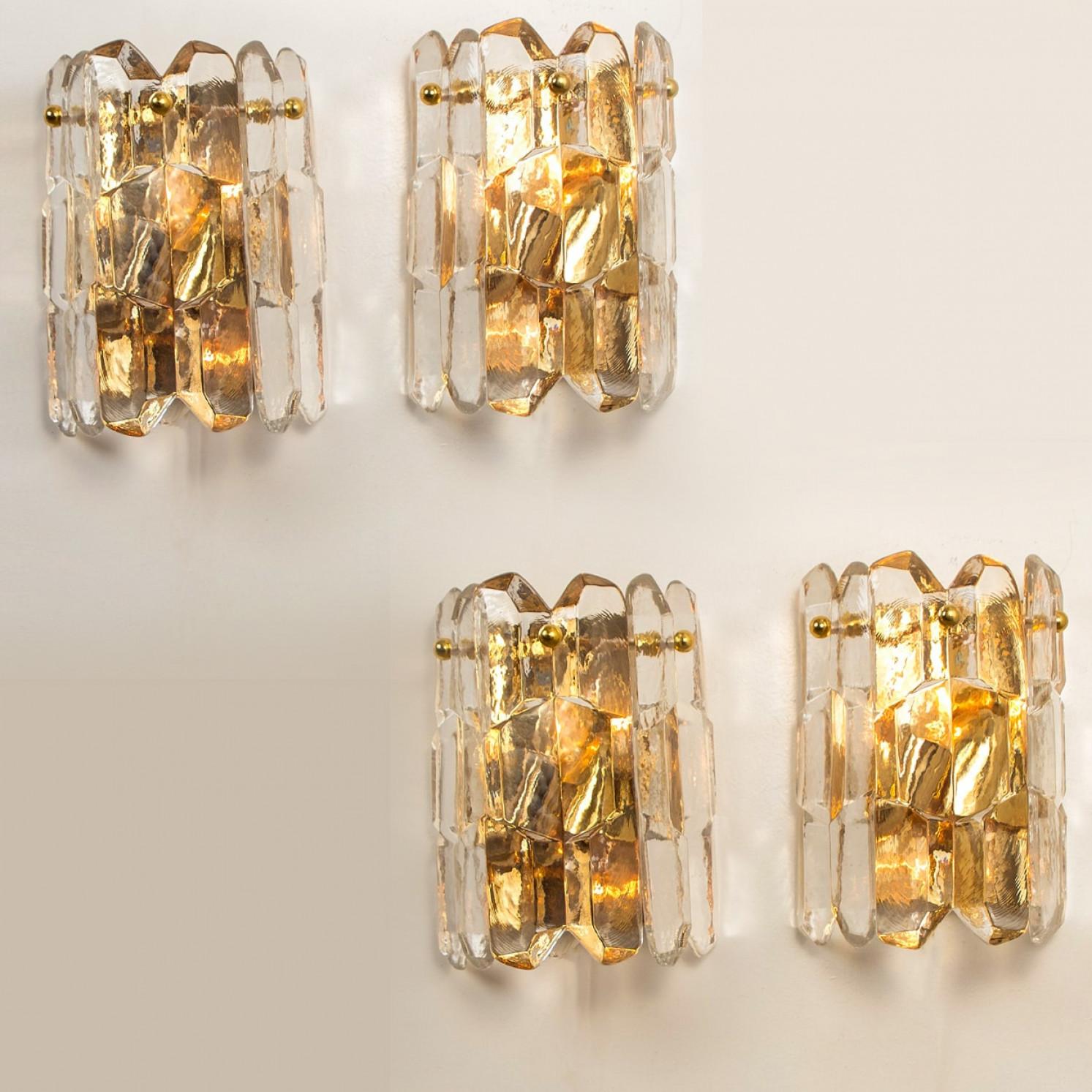 Pair of high-end and handmade  brass wall lights made by Kalmar in Austria. This model 