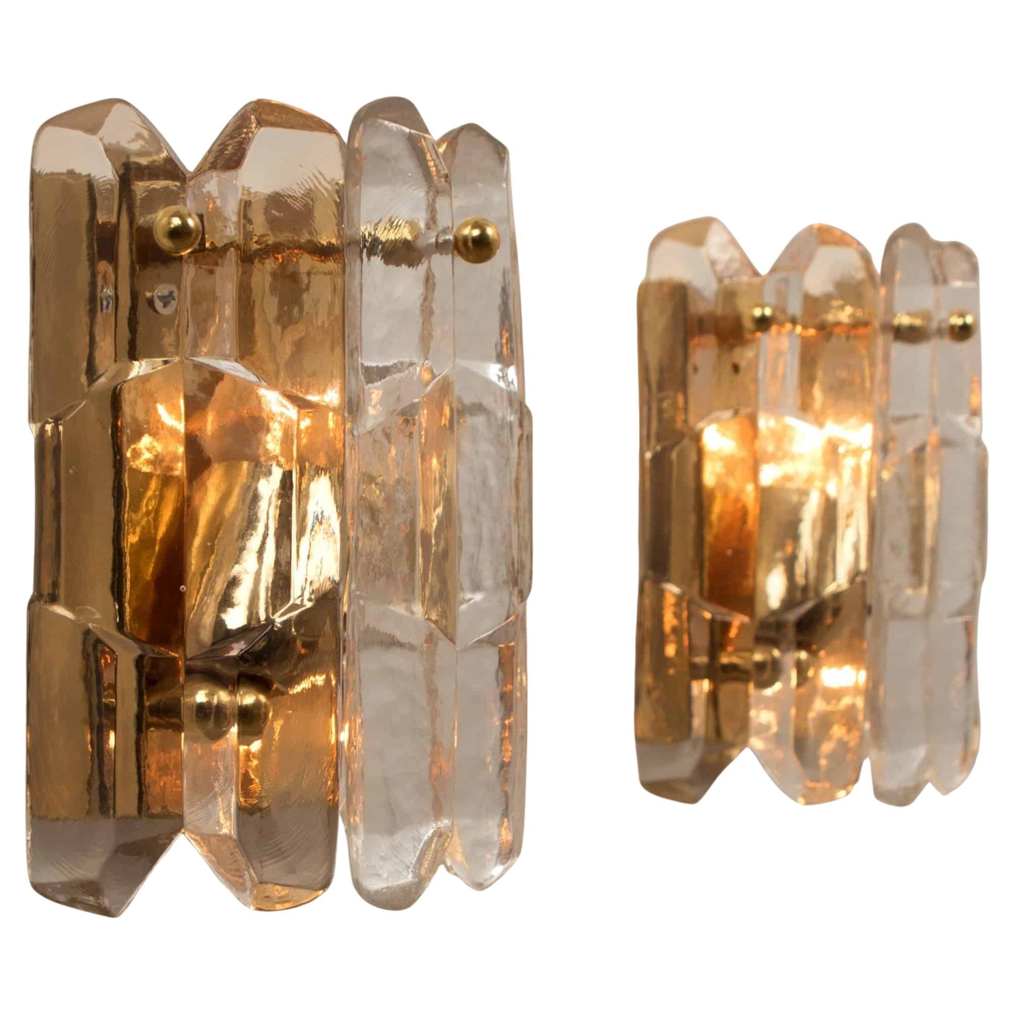 1 of 2 Pairs of Small J.T. Kalmar 'Palazzo' Wall Light Fixtures Gilt Brass