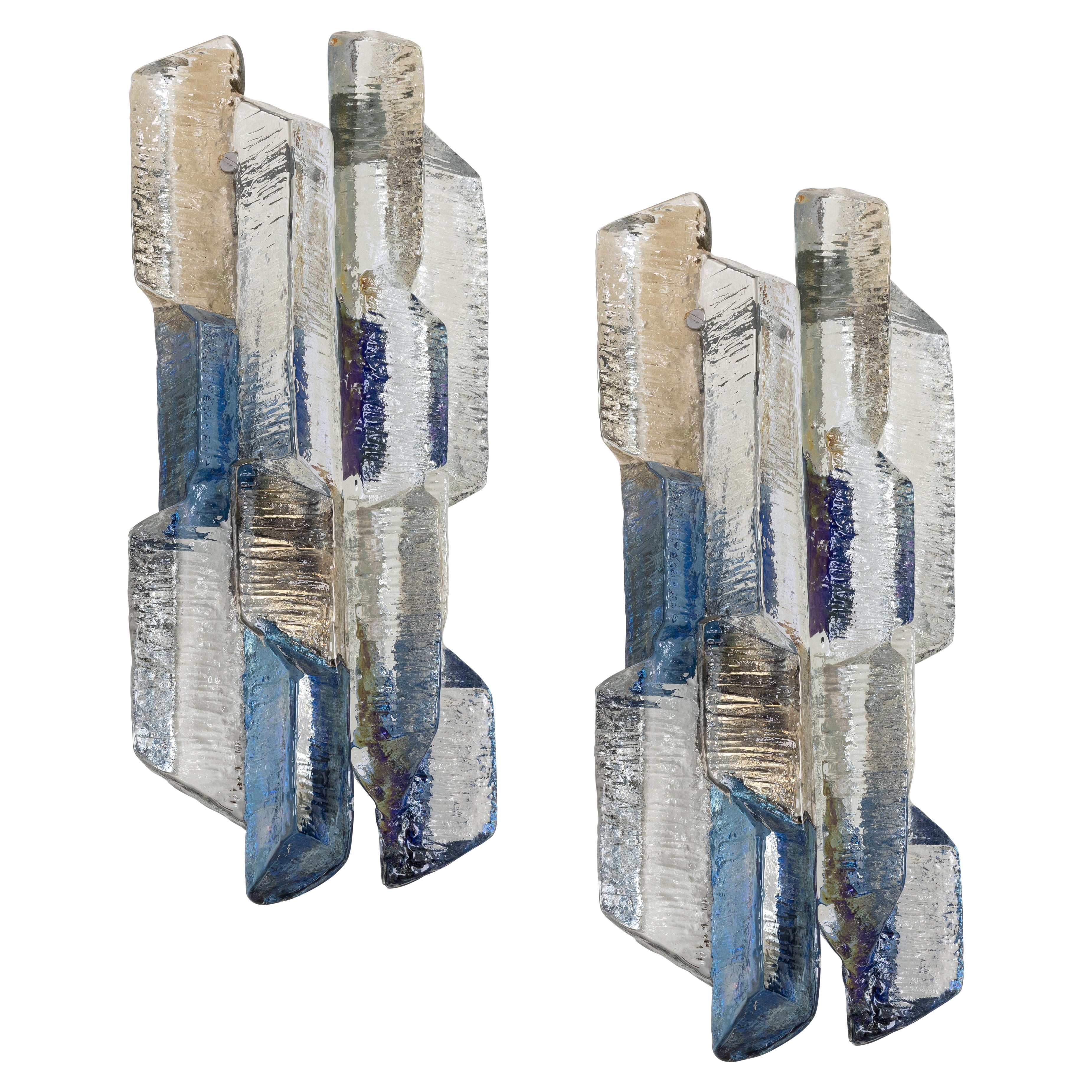 1 di 2 coppie di splendide grandi lampade a parete Kalmar Sconces, Austria, anni 
70