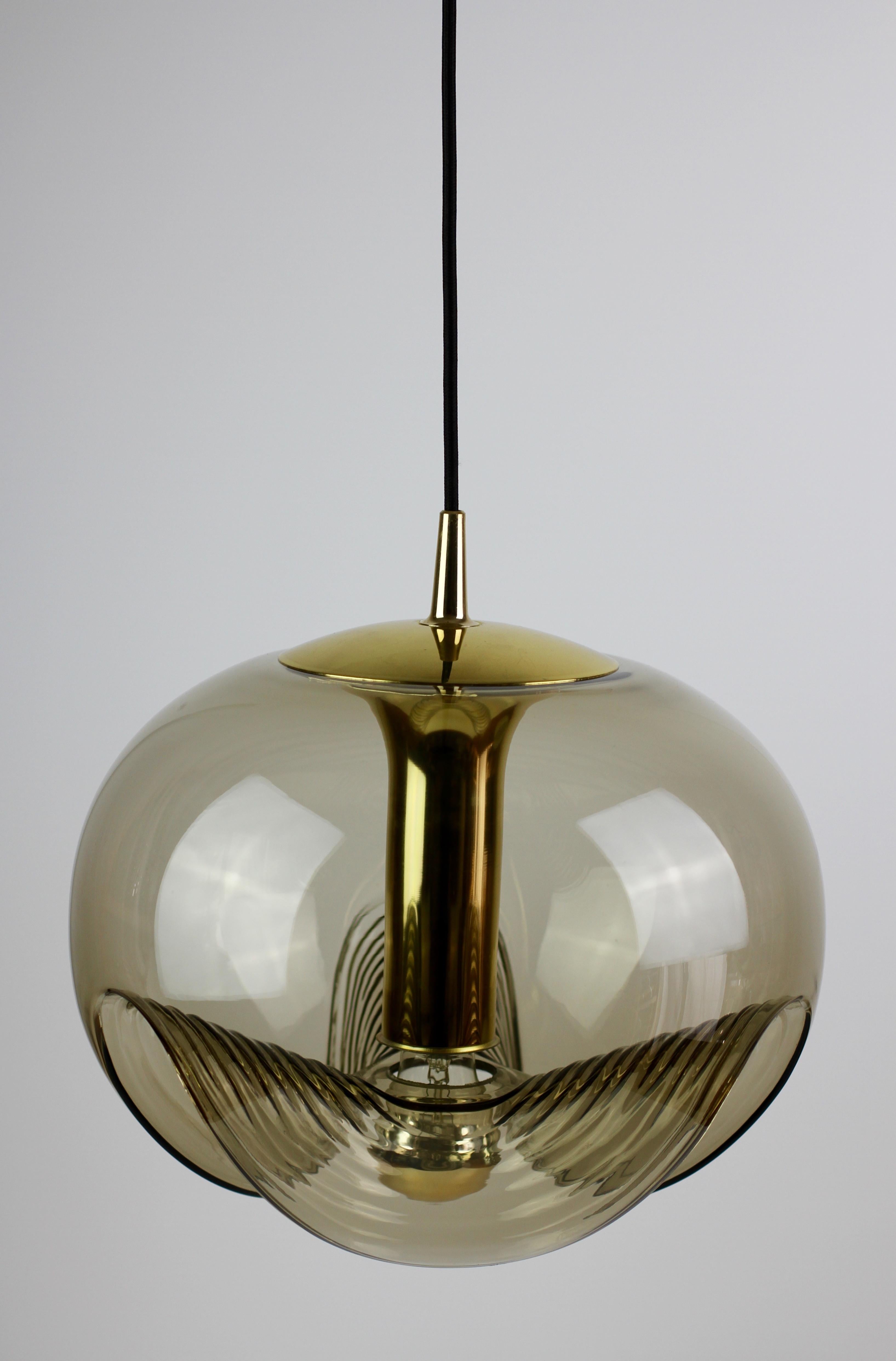 Mid-Century Modern 1 of 2 Peill & Putzler Large Biomorphic Hanging Pendant Lights Lamps, C. 1975 For Sale