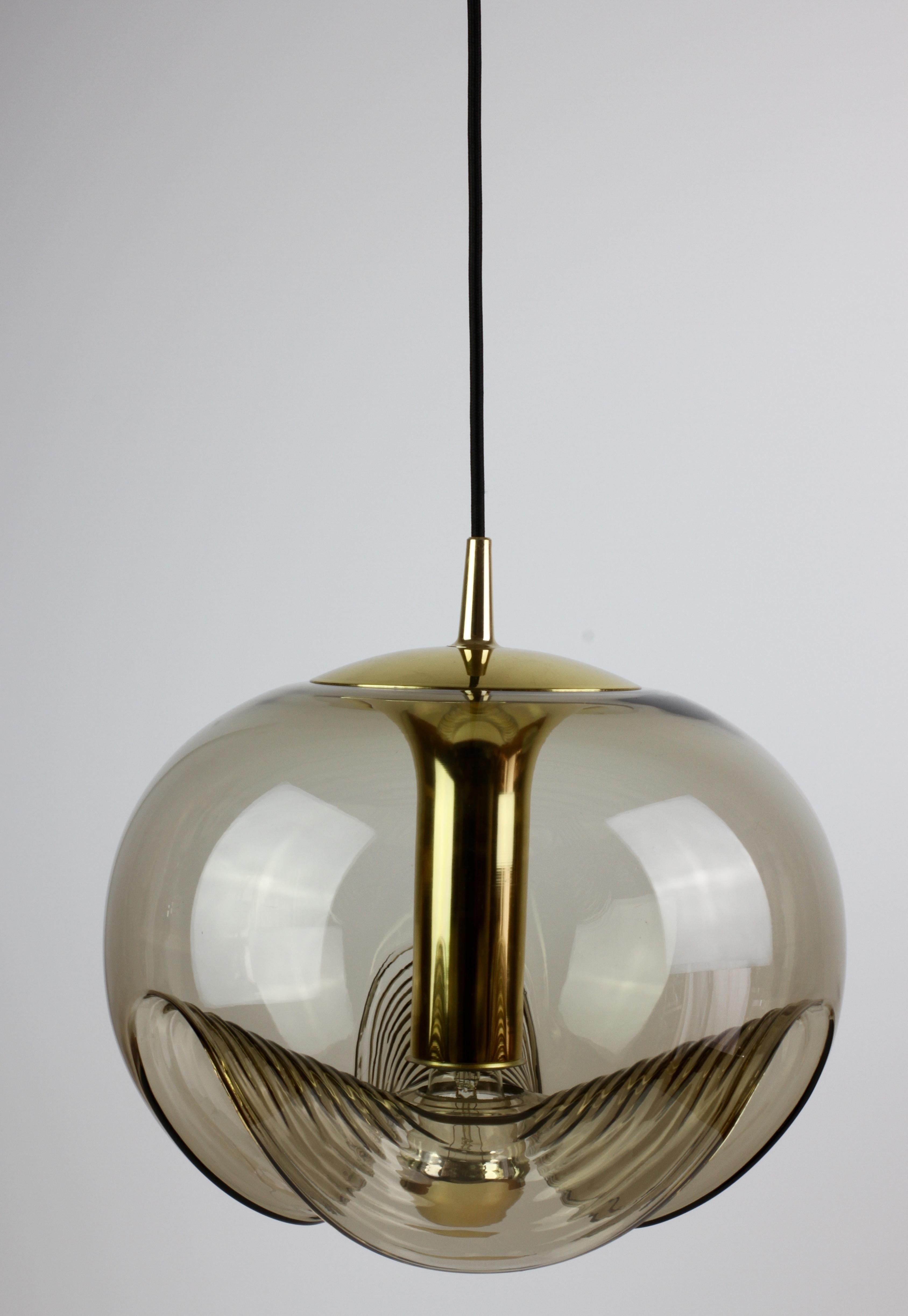 Molded 1 of 2 Peill & Putzler Large Biomorphic Hanging Pendant Lights Lamps, C. 1975 For Sale