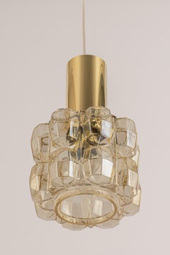 1 of 2 Petite Amber Glass Pendant by Limburg, Germany, 1970s