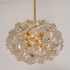1 of 2 Petite Chandeliers, Brass and Crystal Glass by Kinkeldey, Germany, 1970s
