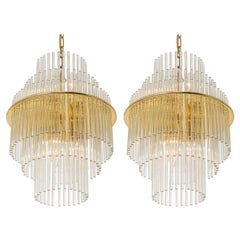 1 des 2 petites lampes à suspension à tige en cristal, Allemagne, années 1970