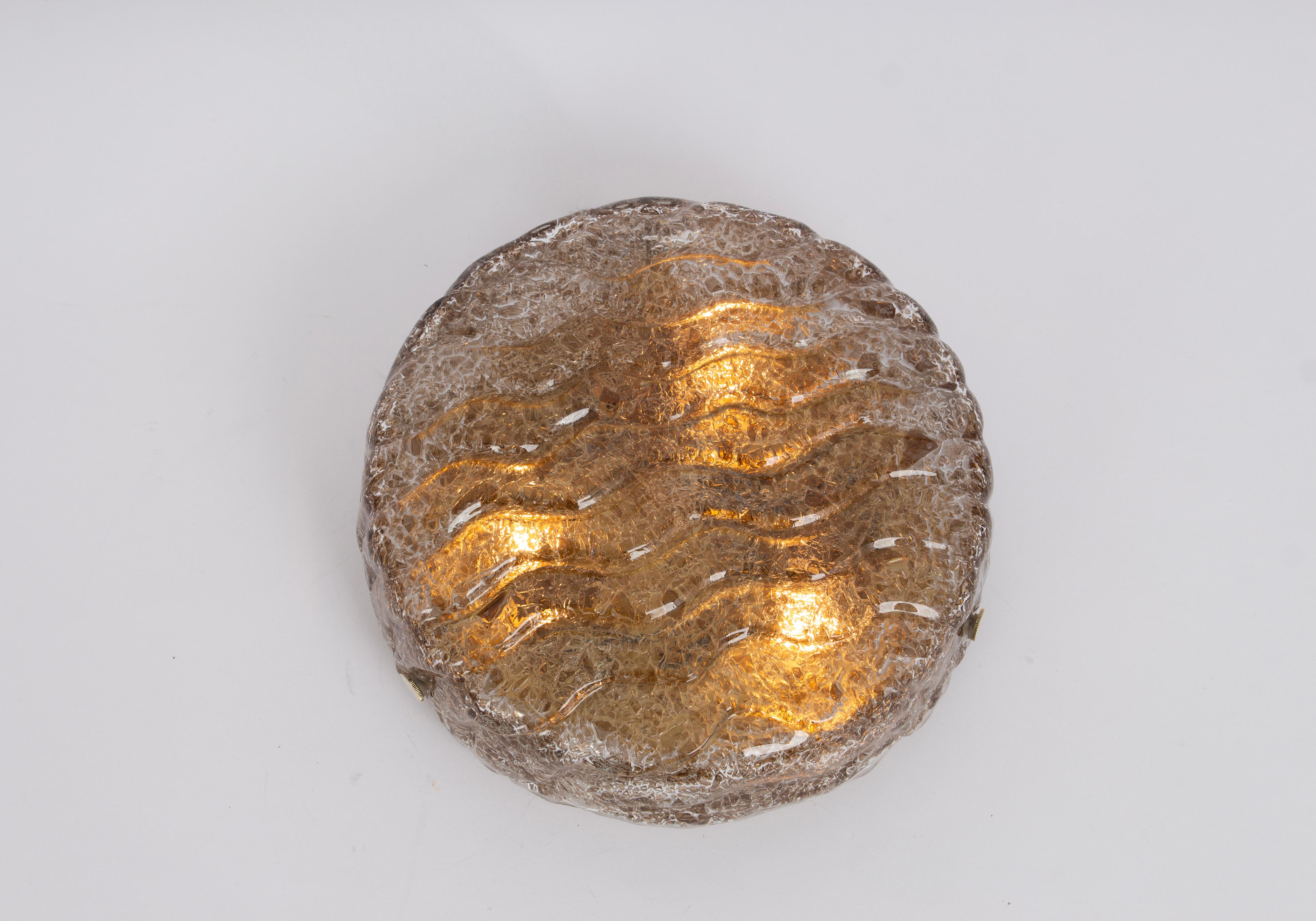 Late 20th Century 1 of 2 Petite Murano Glass Flush Mount by Kaiser, Germany, 1970s For Sale