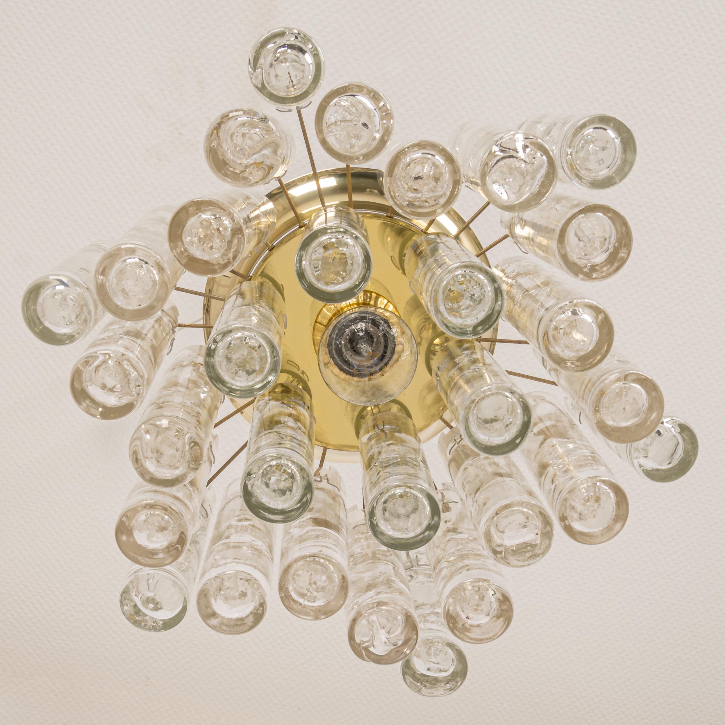 Mid-20th Century 1 of 2 Petite Murano Glass Tubes Flush Mount Light by Doria, Germany, 1970s For Sale