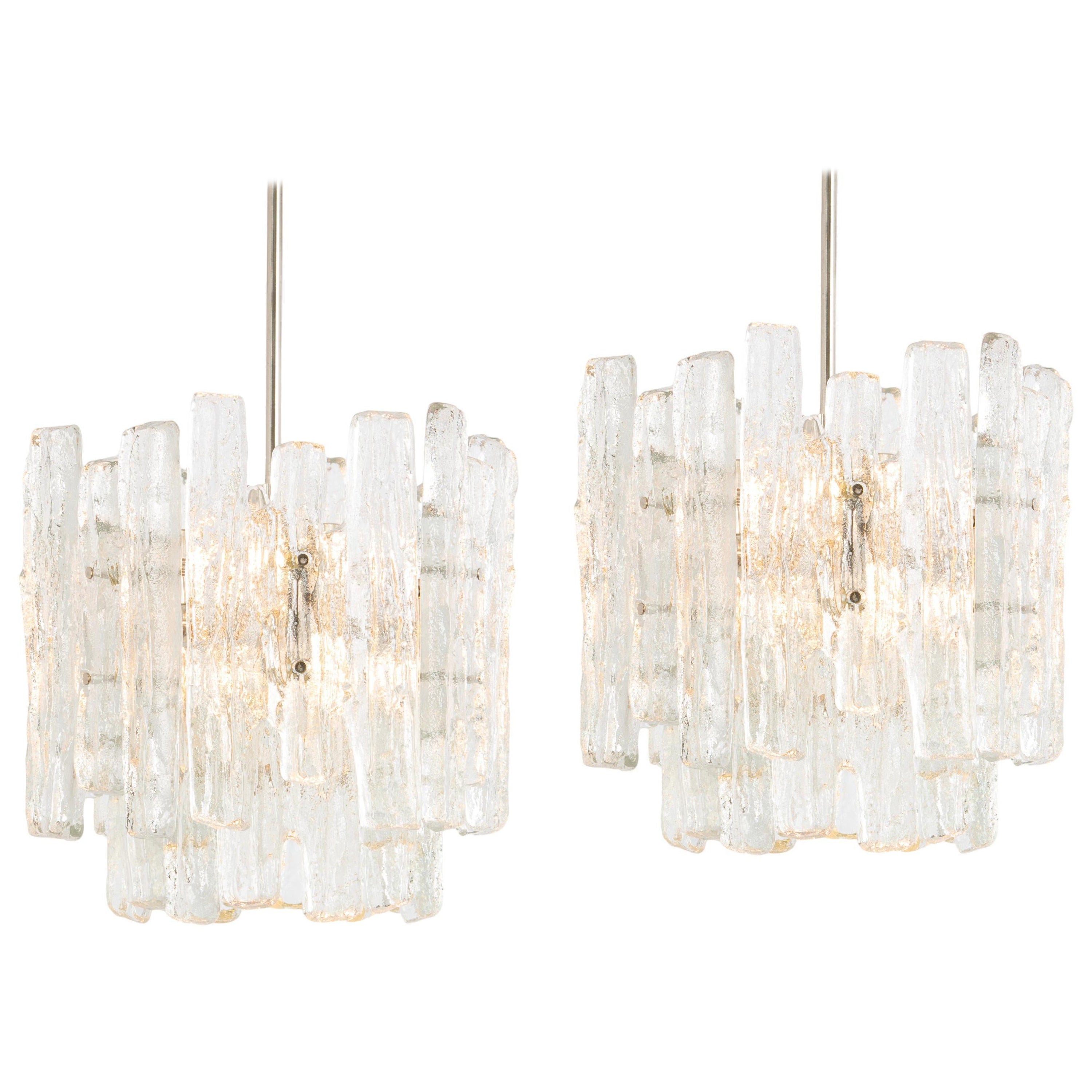 1 of 2 Lampadario Petite in vetro di Murano di Kalmar, Austria, anni '60