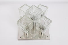 1 of 2 Petite Murano Ice Glass Flushmount by Kalmar, Austria, 1960s