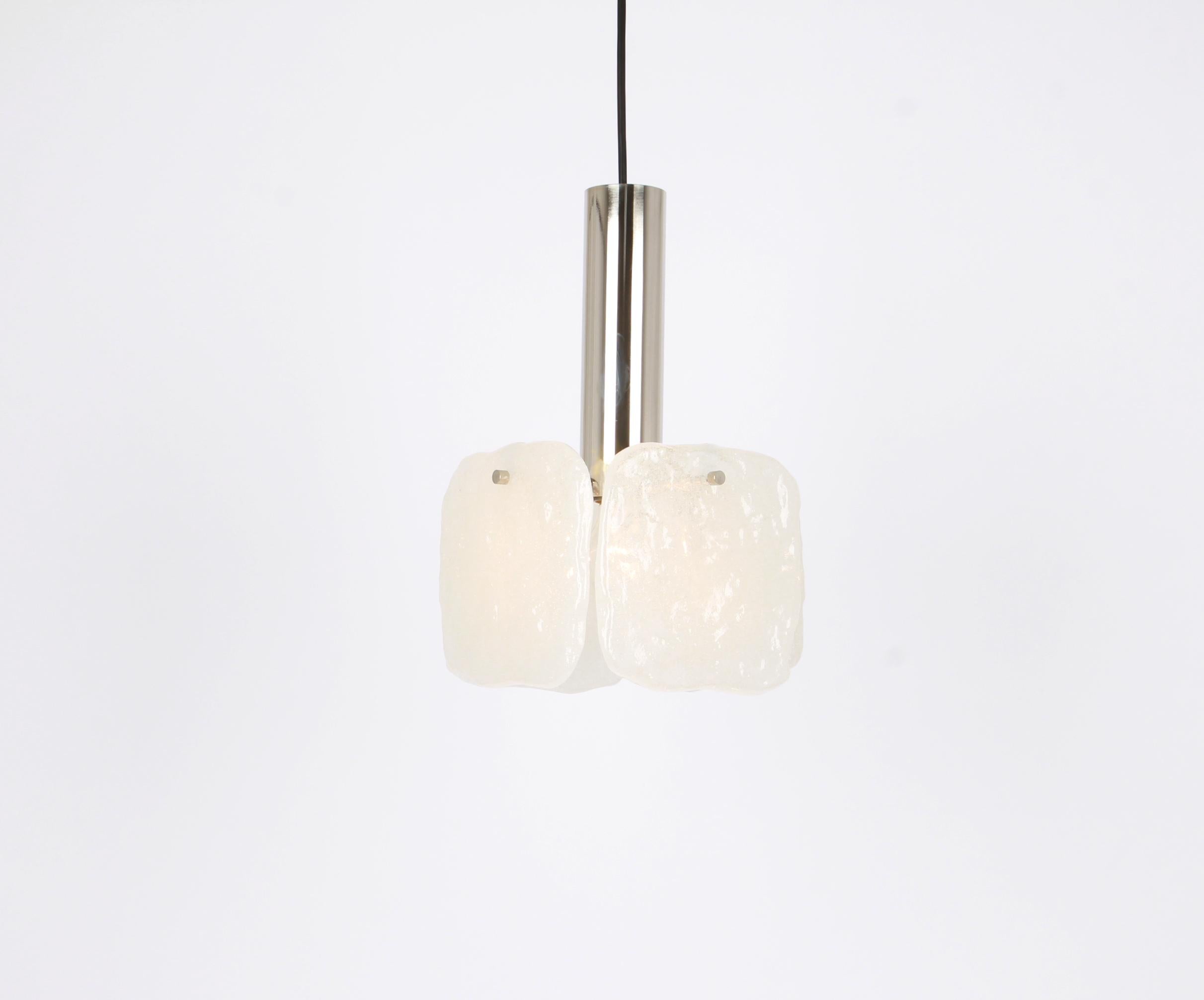 Mid-Century Modern 1 of 2 Petite Murano Pendant Lights Designed by Kalmar, Austria, 1970s For Sale