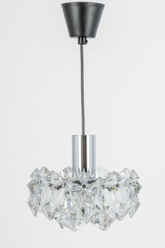 1 of 2 Petite Pendant lights Crystal Glass by Kinkeldey, Germany, 1970s