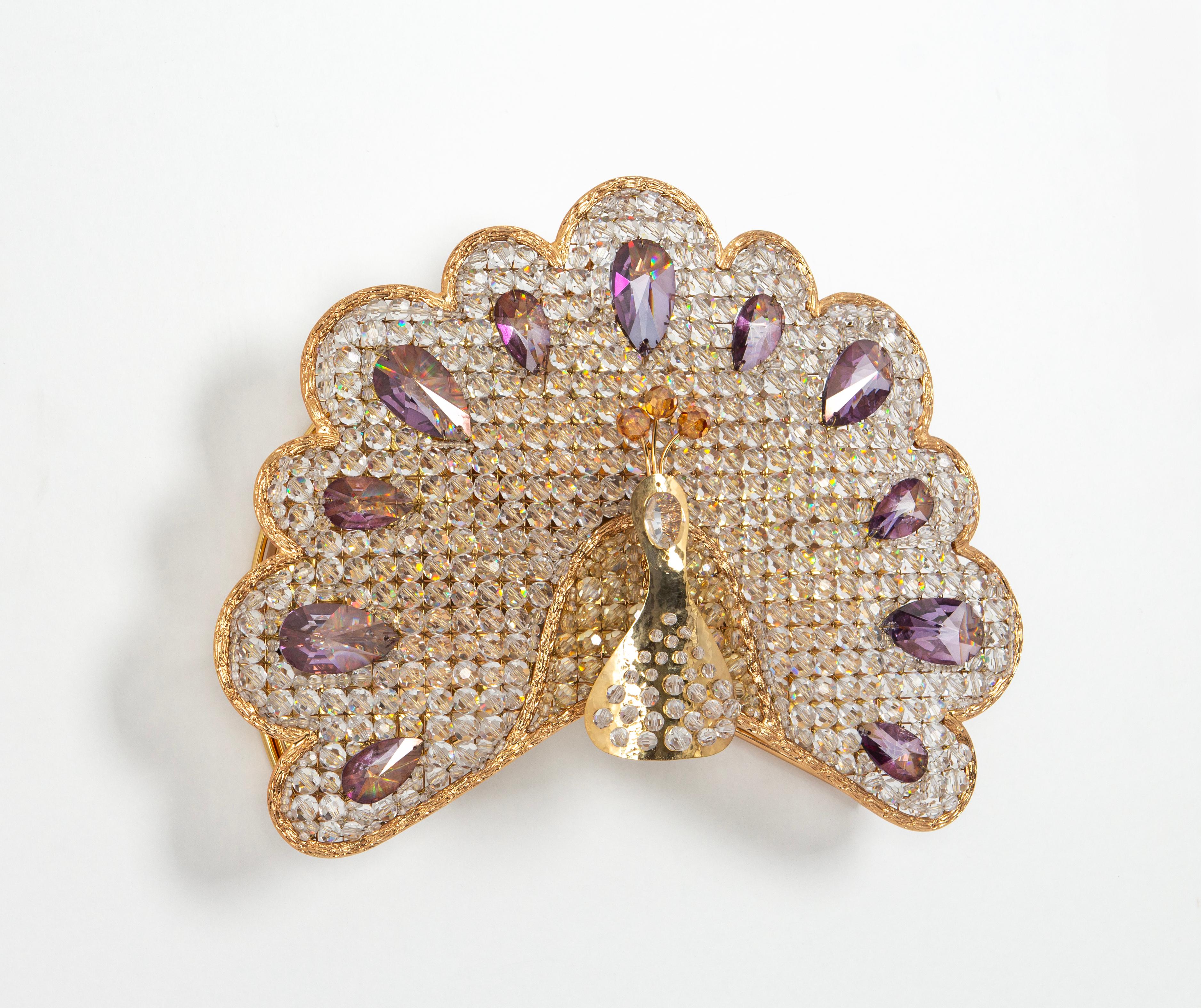 1 von 2 Petite Rare Peacock Crystal Sconce von Palwa, Deutschland, 1960er Jahre im Angebot 3