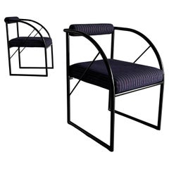 1 of 2 Postmodern Armchairs, Multicolour Memphis Stripe Upholstery, 1980s Italy
