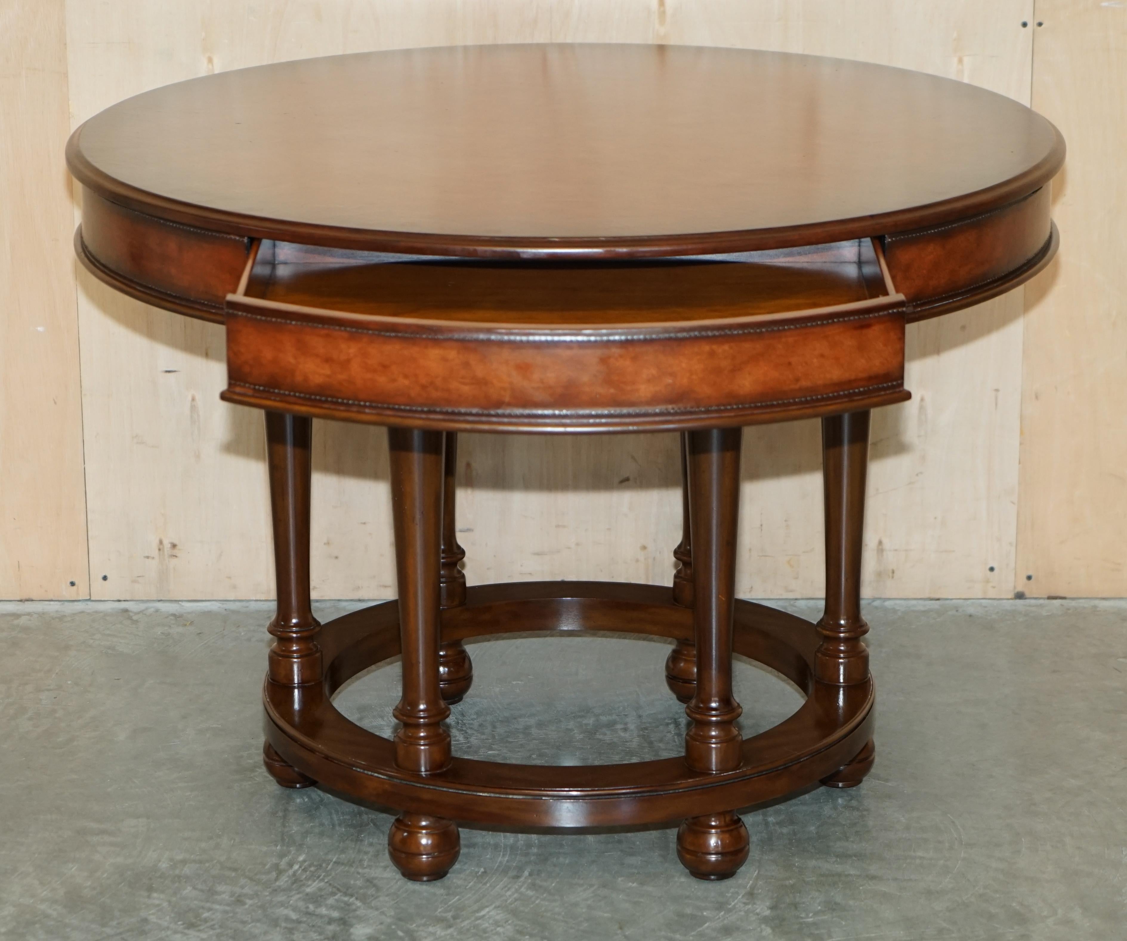 1 of 2 Ralph Lauren Centre Occasional Centre Tables in Brown Leather For Sale 11