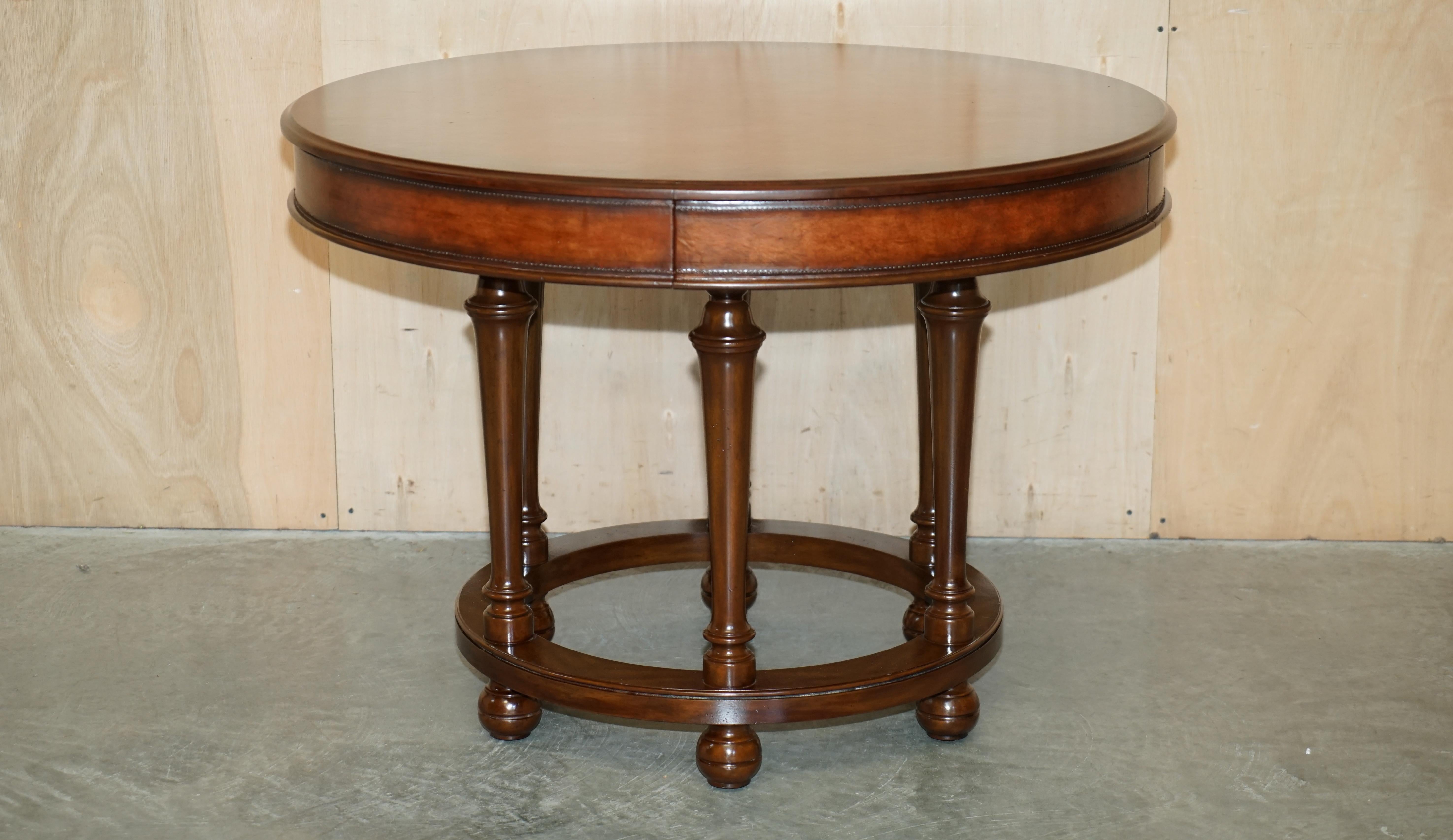 Regency 1 of 2 Ralph Lauren Centre Occasional Centre Tables in Brown Leather For Sale