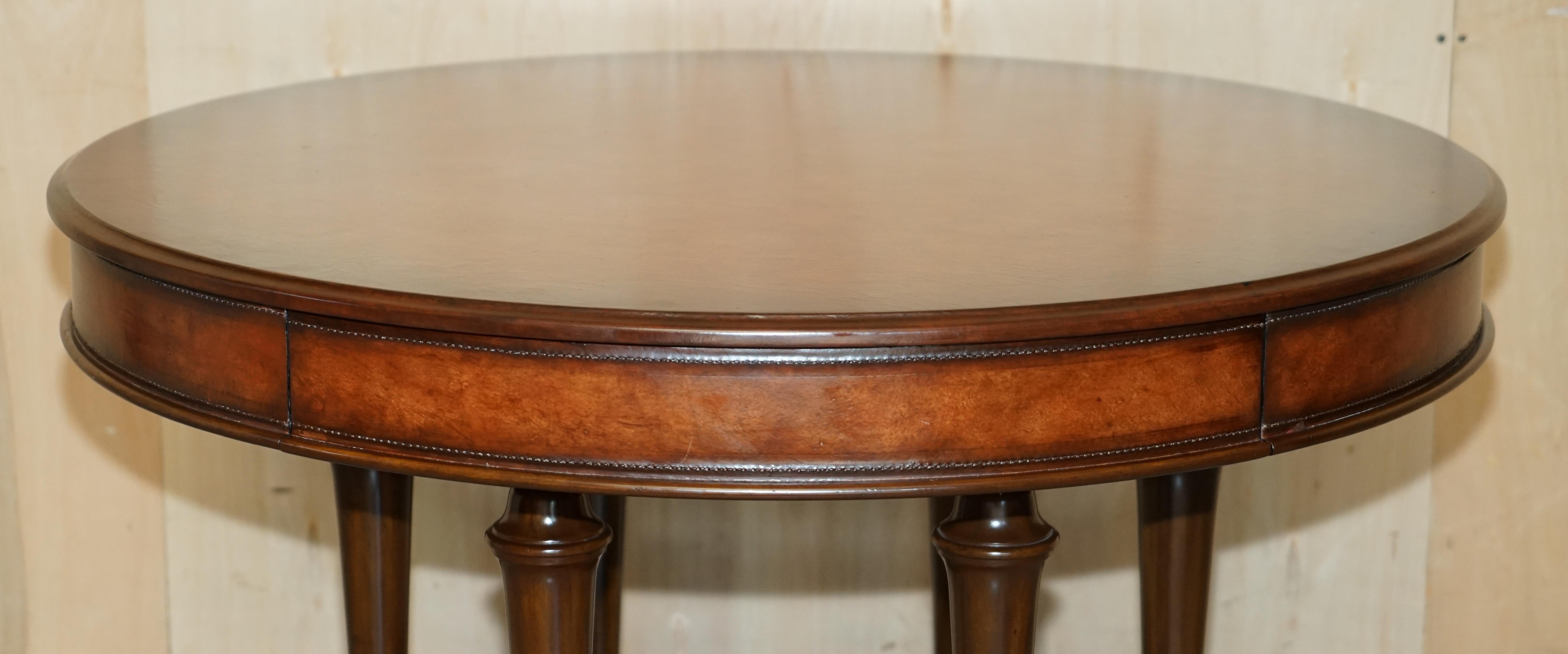 Hand-Crafted 1 of 2 Ralph Lauren Centre Occasional Centre Tables in Brown Leather For Sale