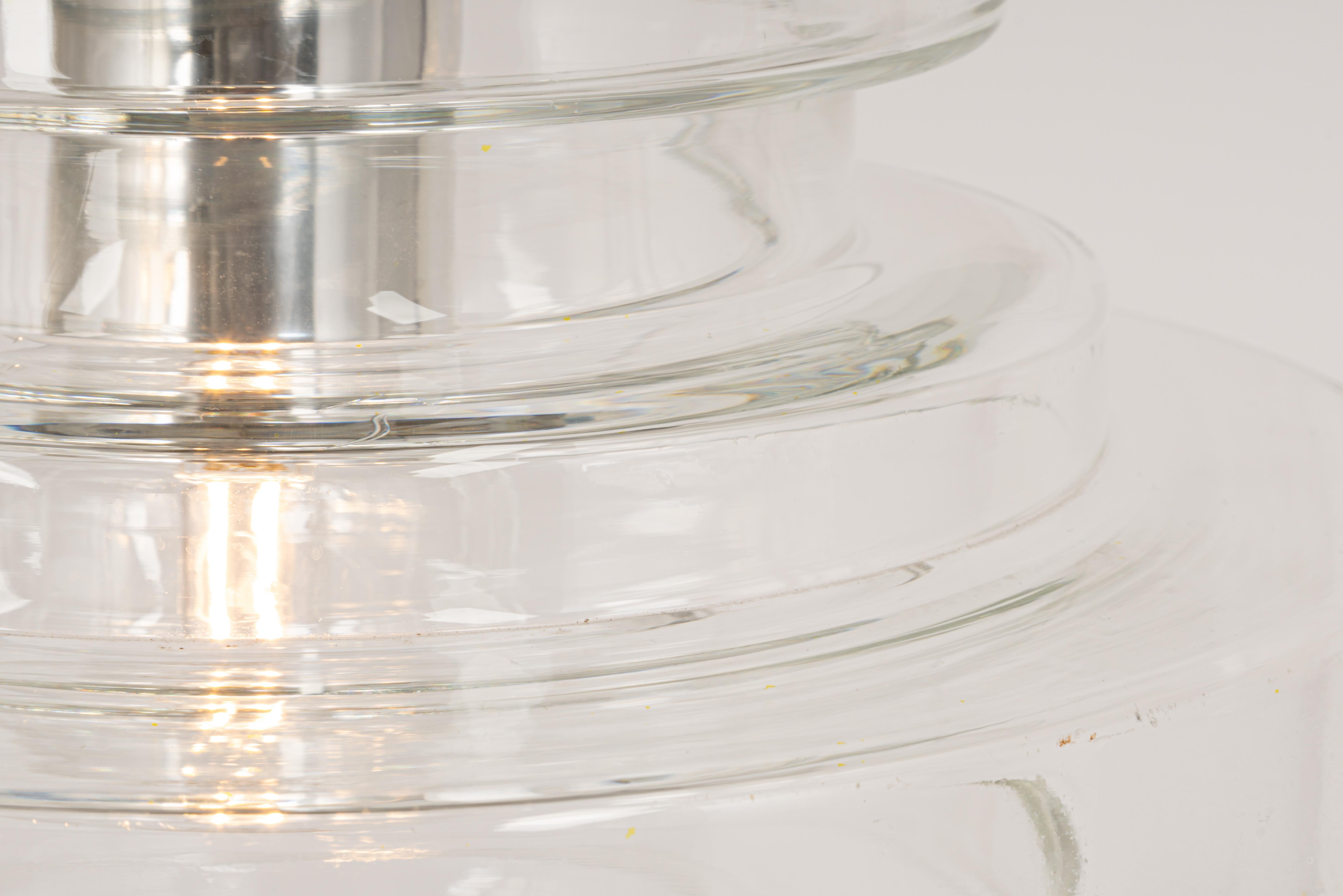 1 di 2 rare grandi lampade a sospensione in vetro trasparente di Limburg, Germania, anni '70 in vendita 3