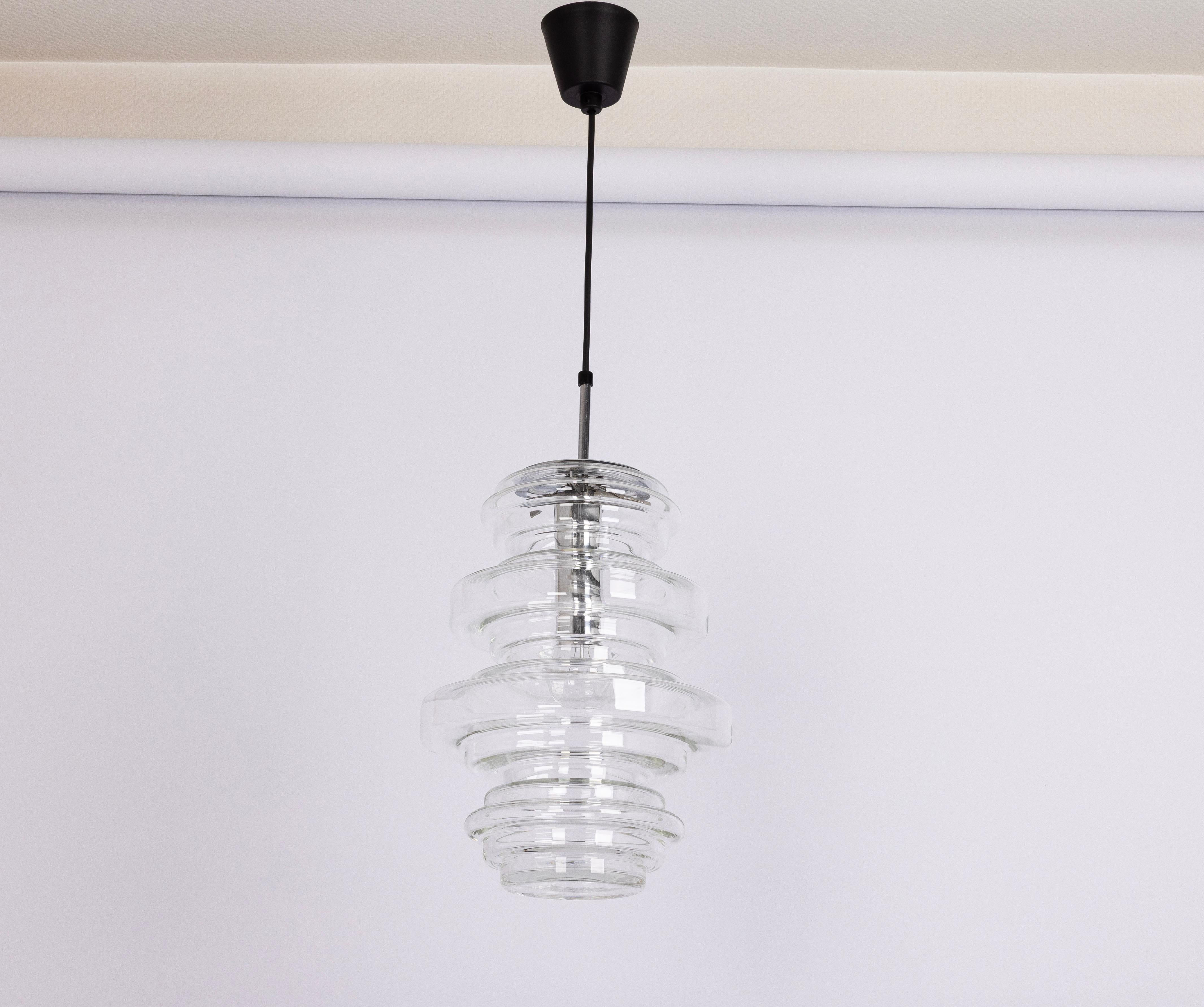 1 di 2 rare grandi lampade a sospensione in vetro trasparente di Limburg, Germania, anni '70 in vendita 4