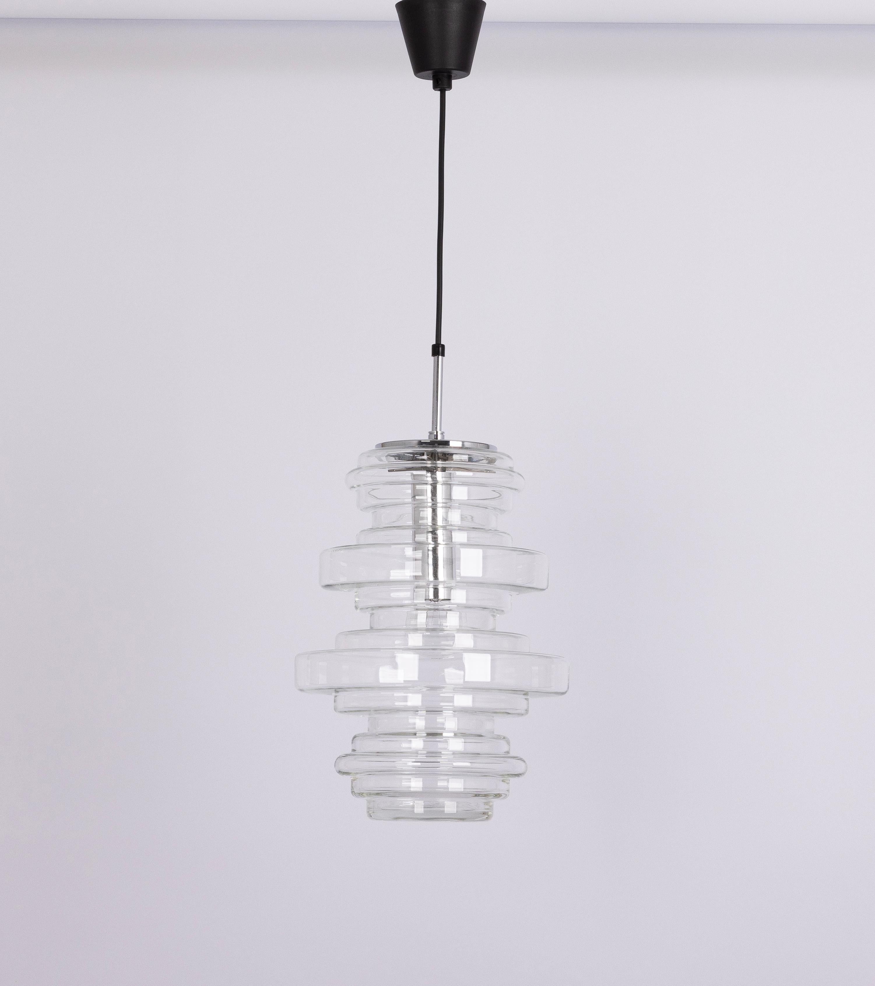 1 di 2 rare grandi lampade a sospensione in vetro trasparente di Limburg, Germania, anni '70 in vendita 5