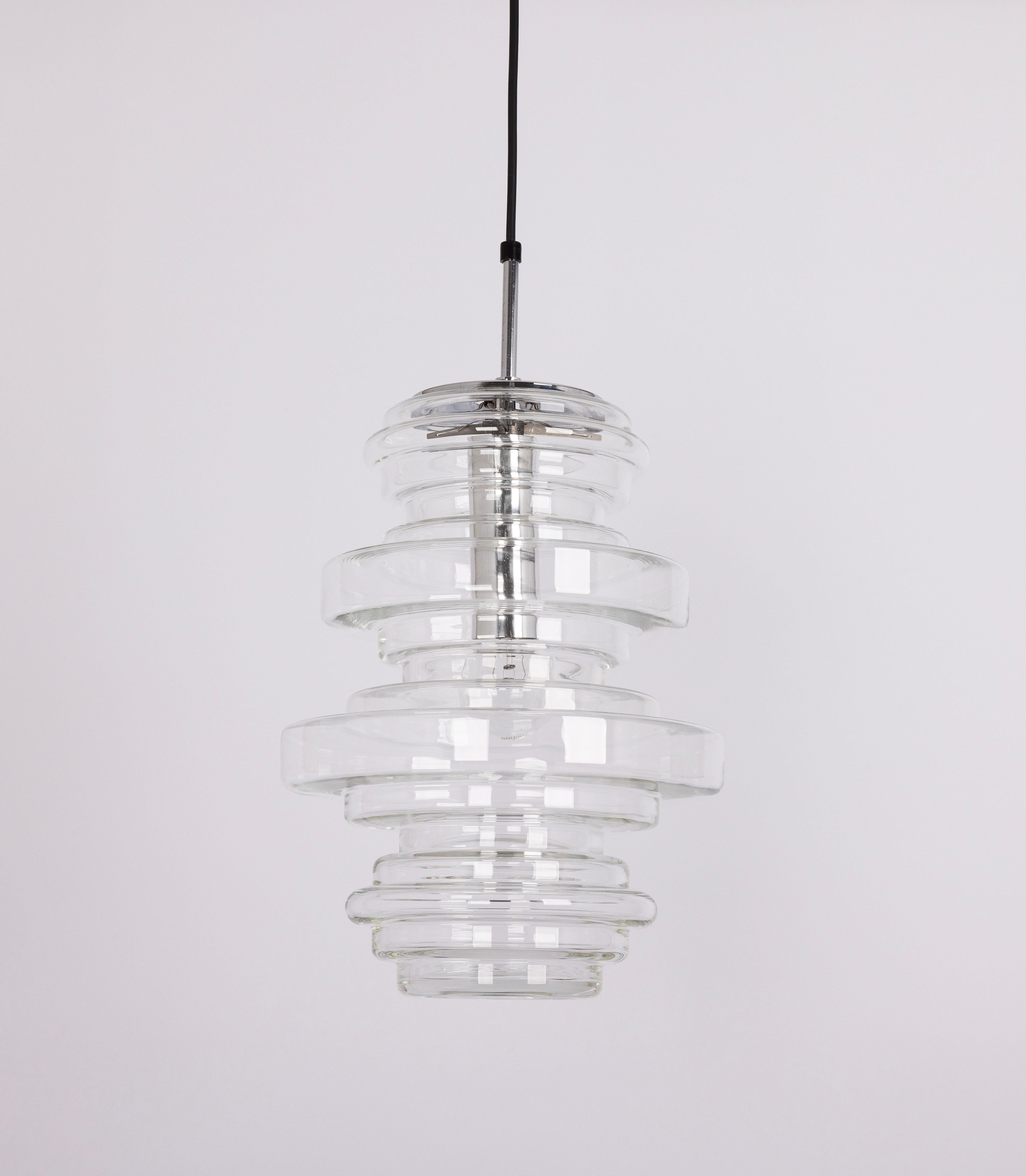 1 di 2 rare grandi lampade a sospensione in vetro trasparente di Limburg, Germania, anni '70 in vendita 7