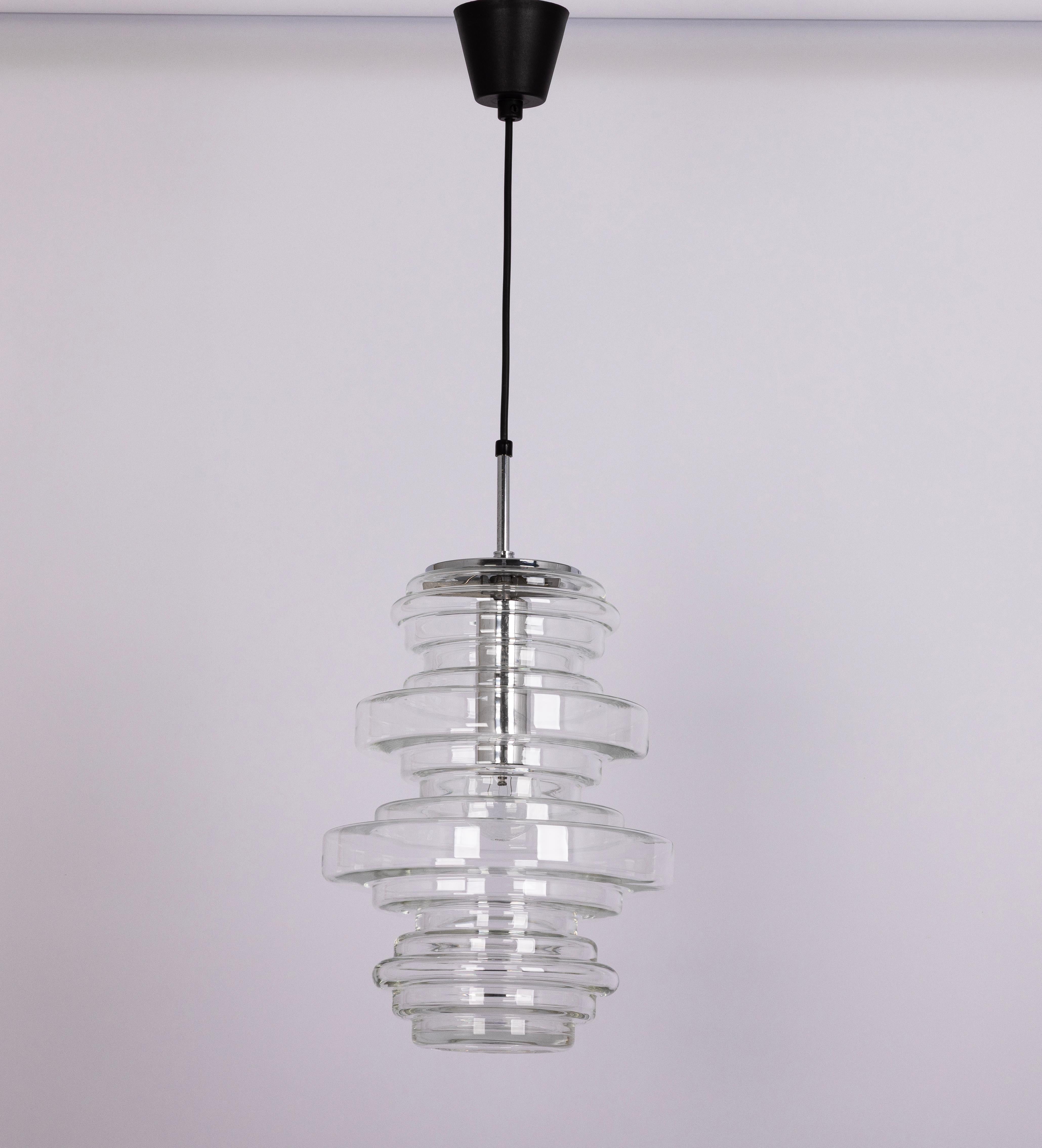 1 di 2 rare grandi lampade a sospensione in vetro trasparente di Limburg, Germania, anni '70 in vendita 10