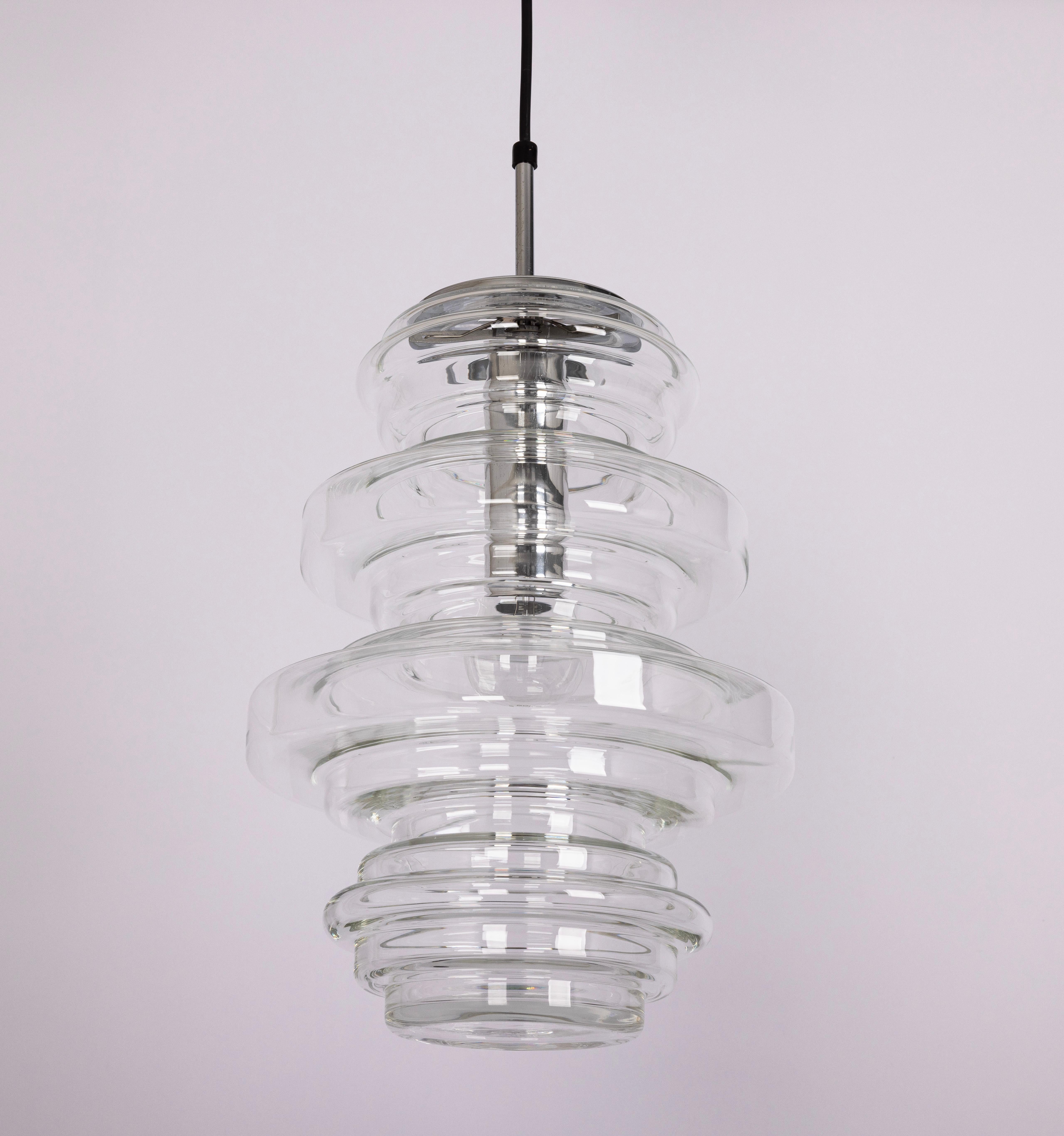 1 di 2 rare grandi lampade a sospensione in vetro trasparente di Limburg, Germania, anni '70 in vendita 11