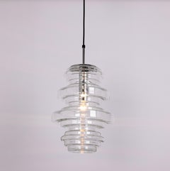 1 of 2 Rare Large Limburg Clear Glass Pendant Lamps, Germany, 1970s