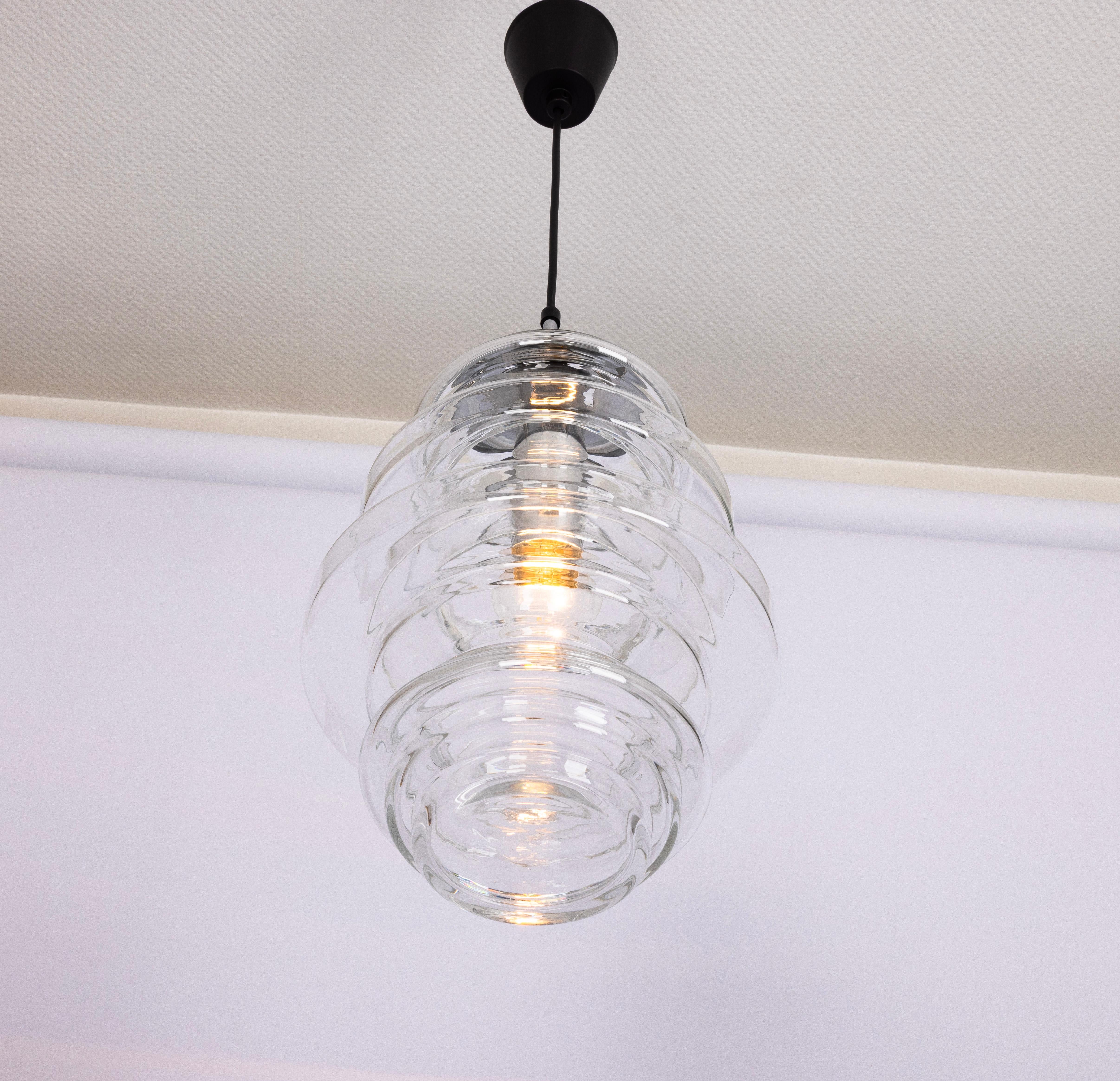 1 di 2 rare grandi lampade a sospensione in vetro trasparente di Limburg, Germania, anni '70 In condizioni buone in vendita a Aachen, NRW